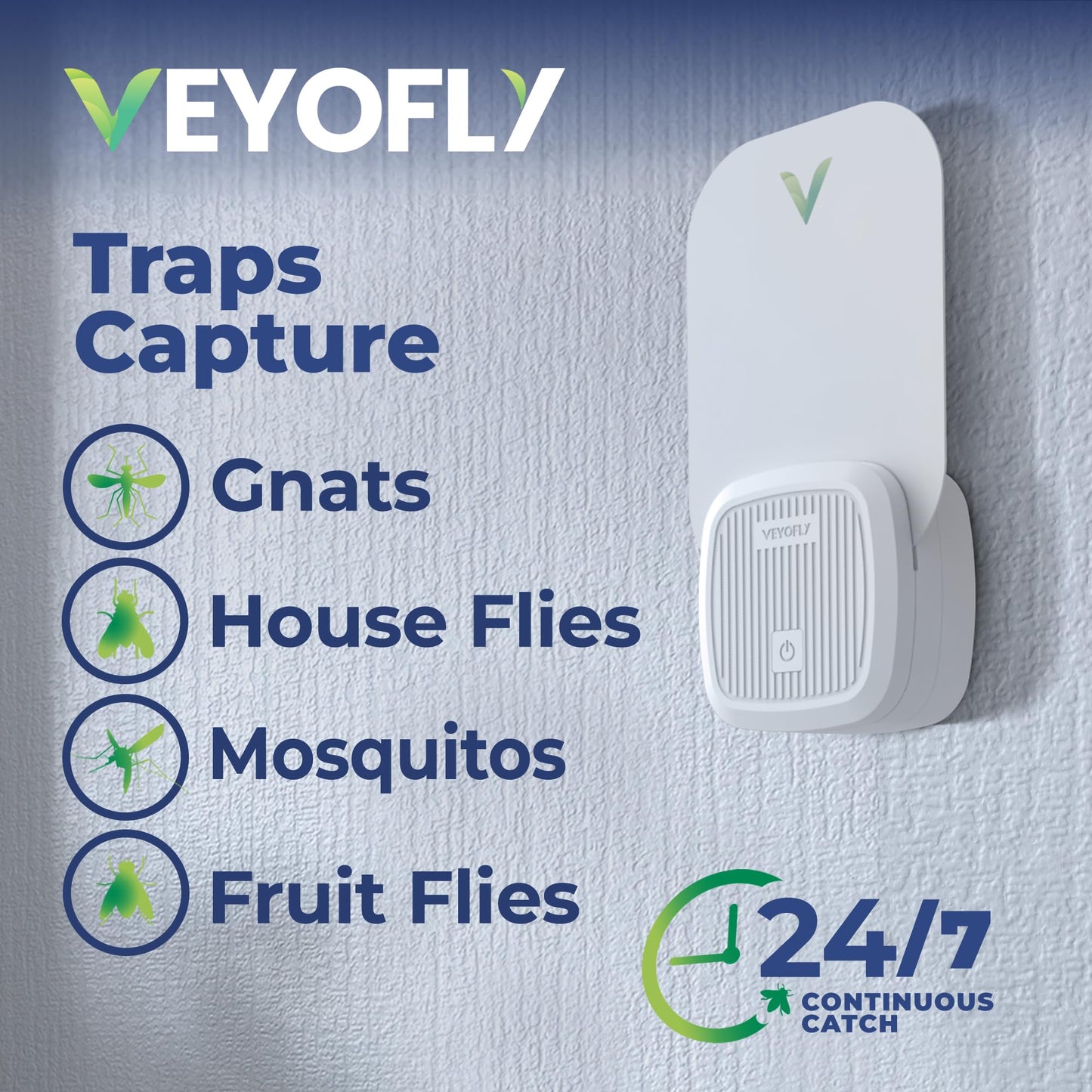 VEYOFLY Fruit Fly Traps for Indoors (4 Device + 12 Refills), Gnat Trap Indoor Plug in, Bug Traps, Flying Insect Trap, Gnat Traps for House Indoors, Fly Trap Indoor for Home Bug Light, Gnats Catcher