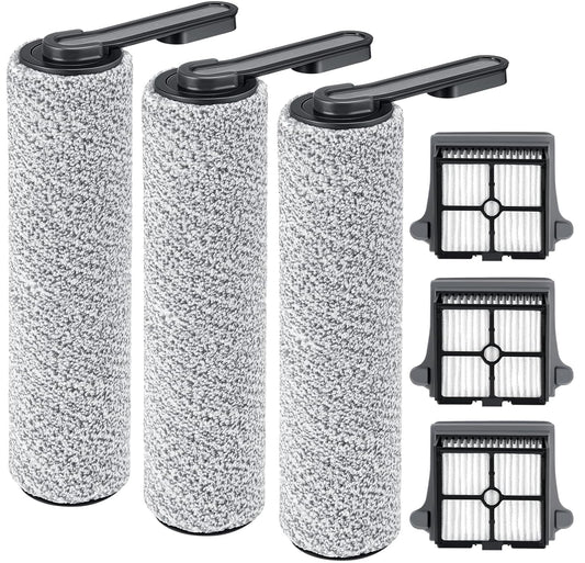 Only iFLOOR 5 Breeze Roller Brush and Filters Replacement Compatible with Tineco iFloor 5 Breeze Cordless Wet Dry Vacuum Cleaner, Replacement Parts Include 3 Roller Brushes, 3 HEPA Filters