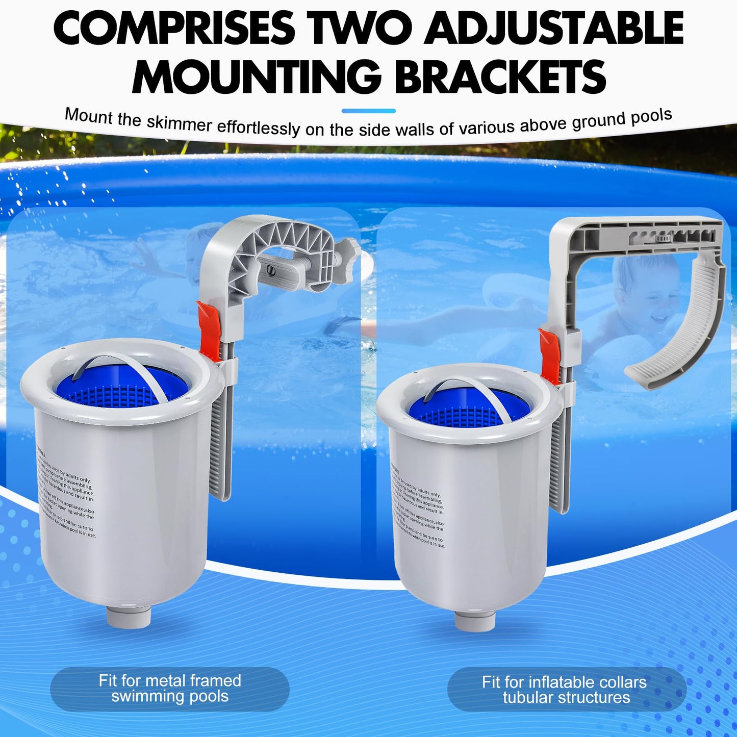 DeeprClean Above Ground Pool Surface Skimmer, Automatic Pool Skimmer for Top of Water, Wall Mount Surface Skimmer with Removable Skimmer Basket, Floating Pool Filter Pool Cleaning Maintenance Kit