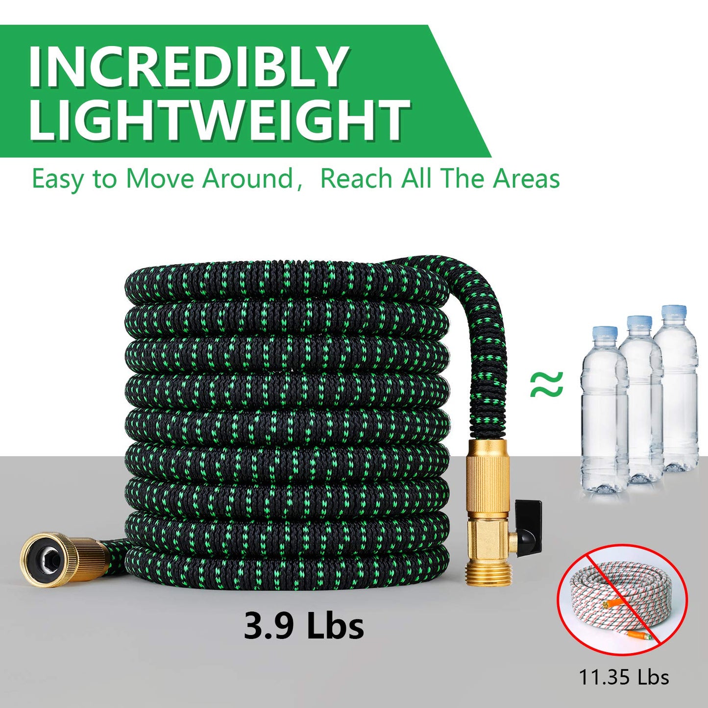 360Gadget Expandable and Flexible Garden Hose 75 ft Water Hose with 3/4" Brass Fittings and 8 Function Sprayer Nozzle, Retractable, Kink Free, Collapsible, Lightweight Hose for Outdoors