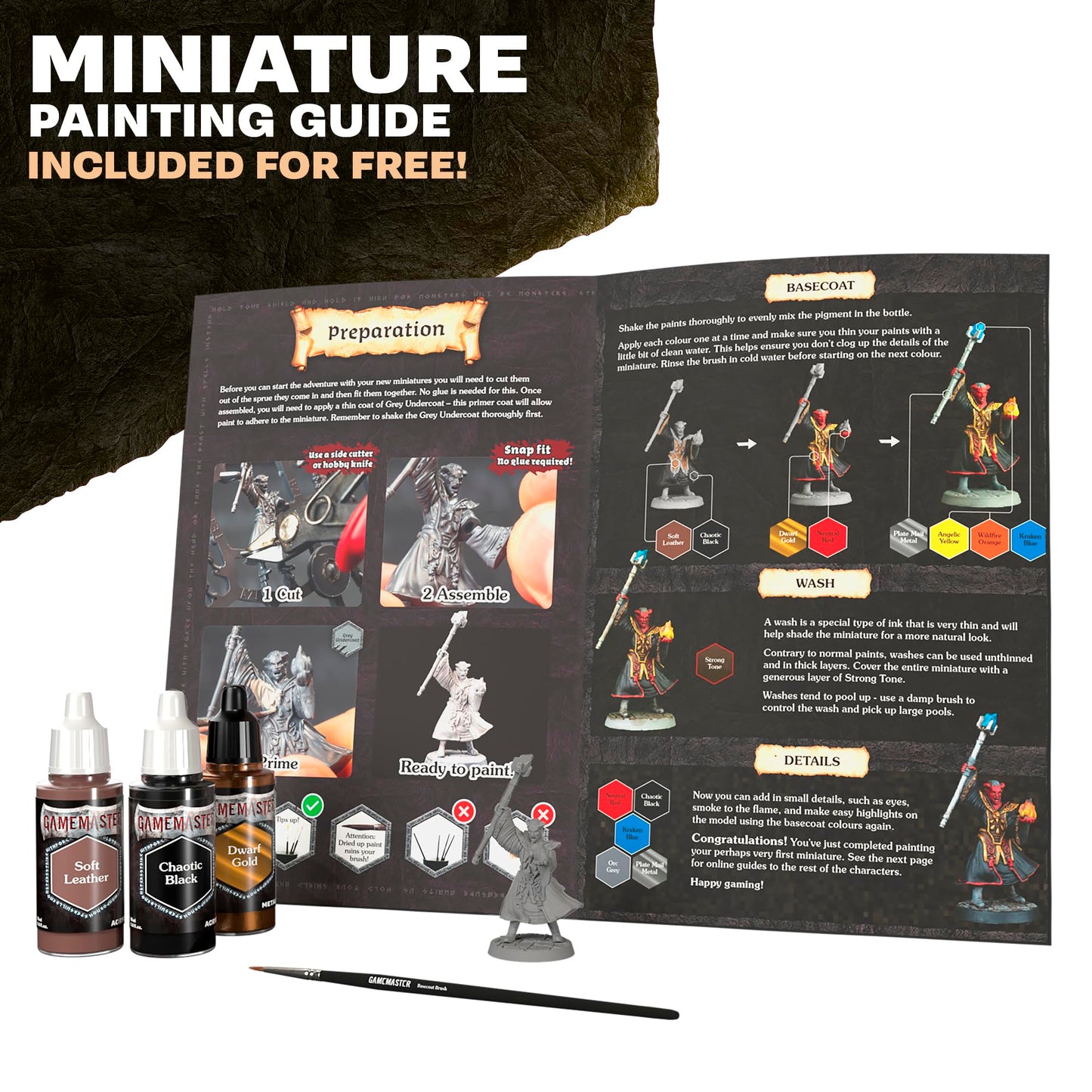 The Army Painter, GameMaster: Adventure Starter Role-playing Paint Set, 15 x 18ml Warpaints Fanatic Acrylic paints, incl. a Brush-On Primer, 5 FREE Miniatures & 1 Brush - For Warhammer & Dnd