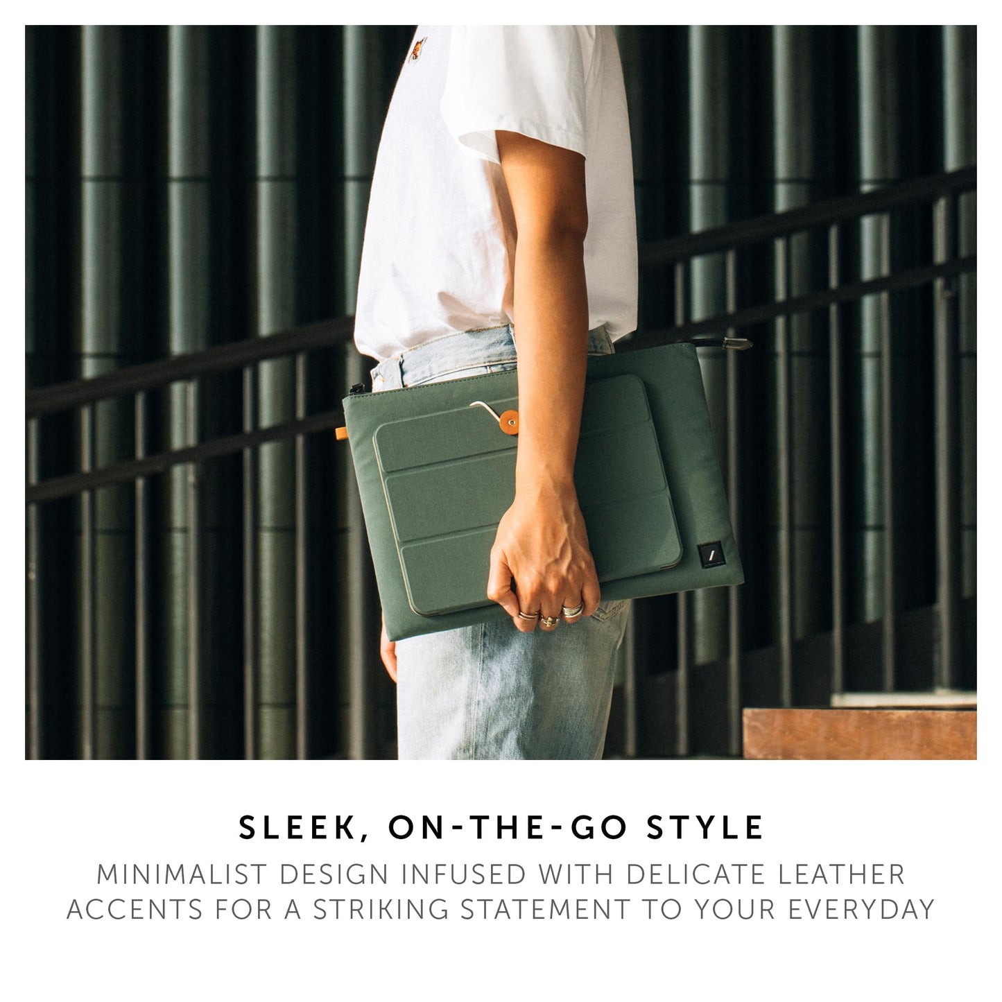 Native Union W.F.A MacBook Sleeve 14" – Minimalist Slim Sleeve Made of Recycled Materials – 360-Degree Protection – Compatible with MacBook Pro 14” M4(2024), Pro 13” M2 & Air 13" M3– Slate Green