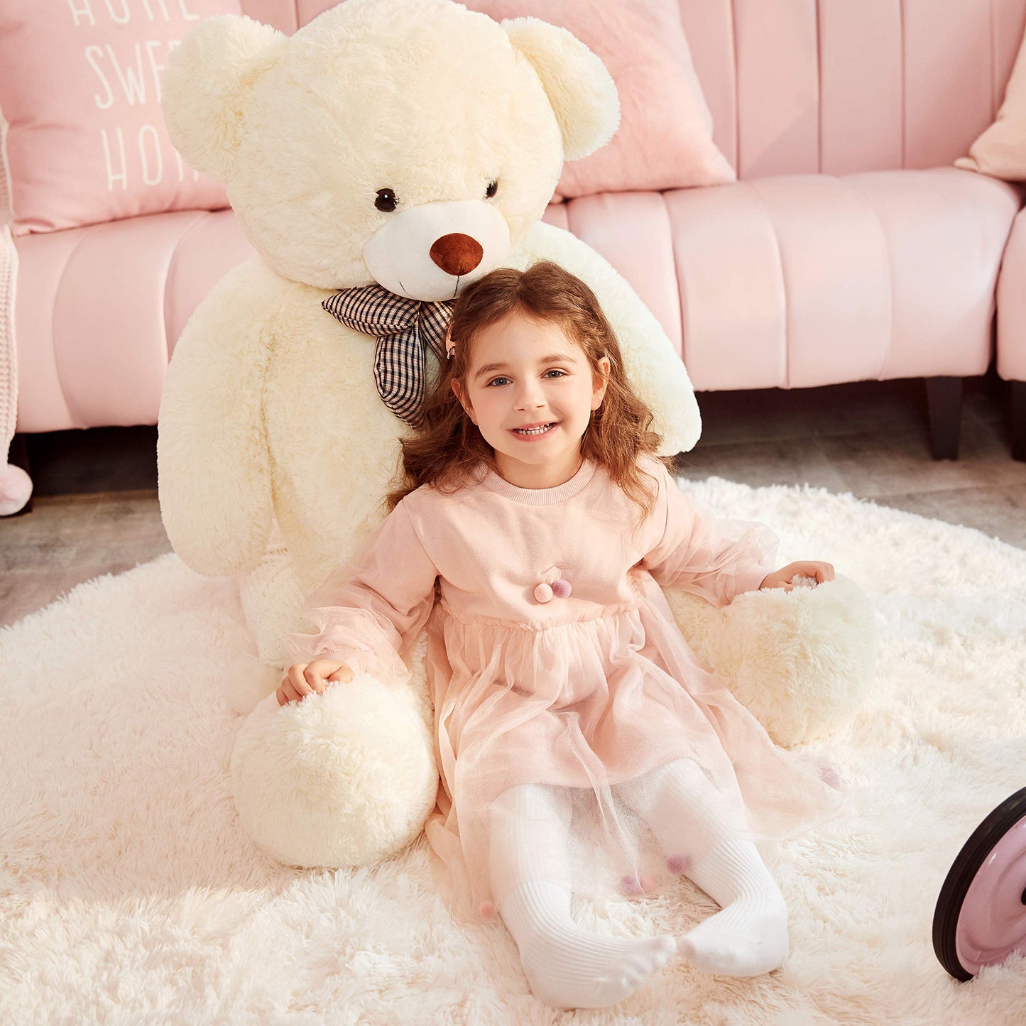 IKASA Giant Teddy Bear Stuffed Animal,Large Soft Toys Cute Plush Toy,Jumbo Big Oversized Fat Bears Animals Huge Life Size,Gifts for Kids Girls Boys Childrens (White, 47 inches)
