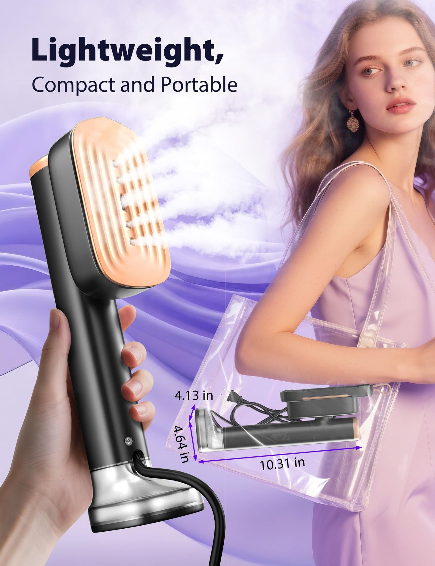 Steamer for Clothes Portable Handheld Garment Steamer,15s Fast Heat-up,180ml Tank,Steamer Ironing Gloves,35 Minutes of Continuous Ironing for Travel and Home(Black)