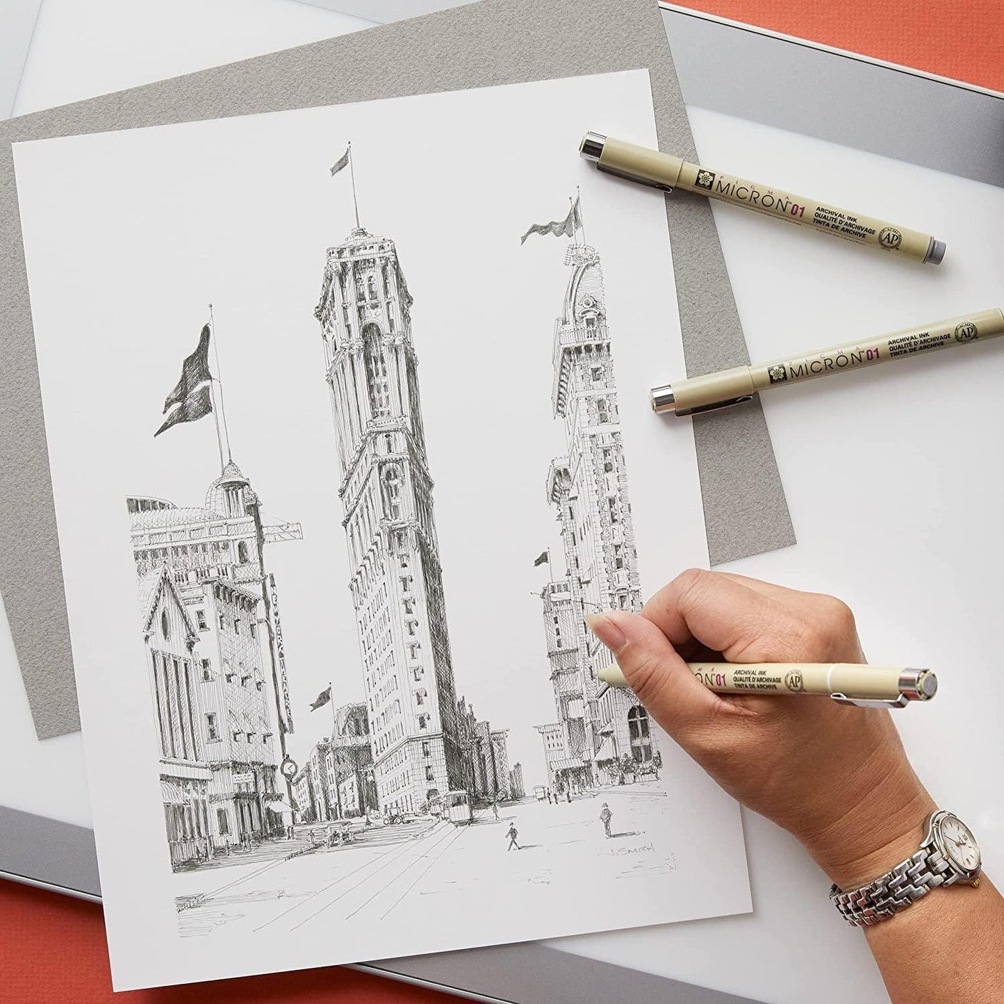 SAKURA Pigma Micron Fineliner Pens - Archival Gray Ink Pens - For Writing, Drawing, or Journaling - Assorted Point Sizes - 8 Pack