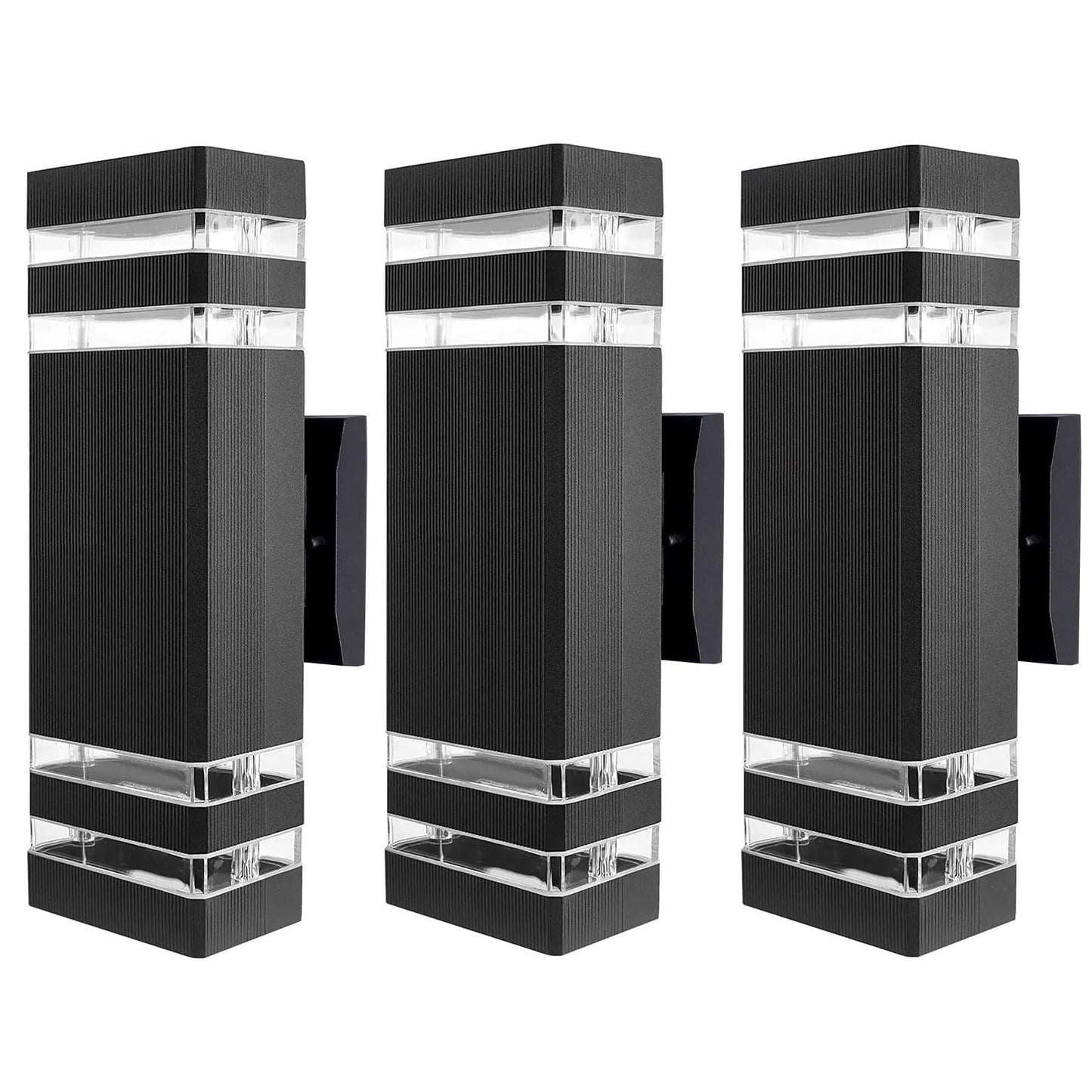 RETRELMP Outdoor Wall Lights, LED Square Modern Porch Lighting Fixtures, Black Exterior Up and Down Wall Mount Lights Front Porch Wall Sconce for Garage Garden Balcony 3 Pack…