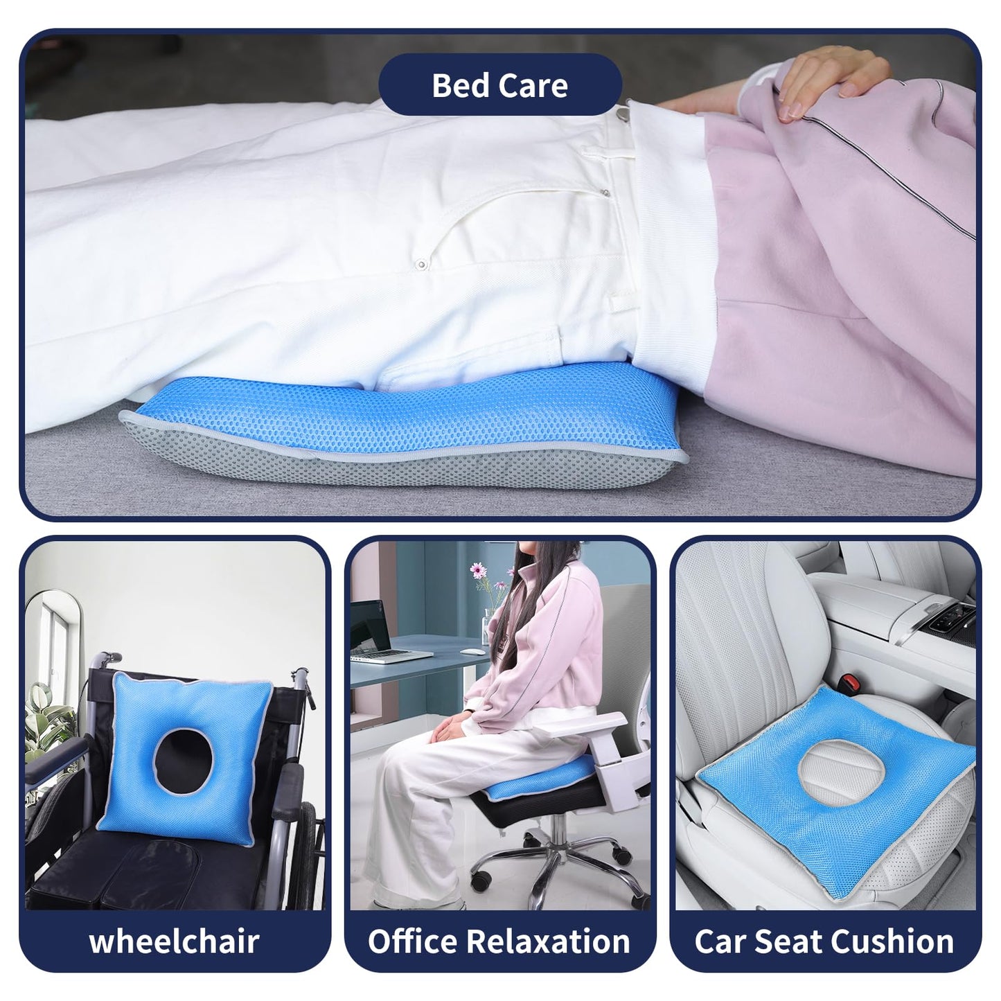 RAWMOCE Tailbone Pain Relief Cushion,Donut Pillow for Anti-Bedsore,Wheelchair Seat Cushion,Comfortable Lift Pillow for Legs and Buttocks, Seat Cushions for Office Chair,Wheelchair, Car,Bed