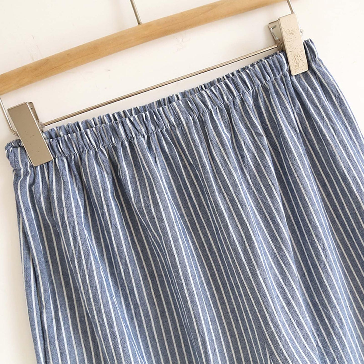 Classical Traditional Japanese Style Pajamas, Stylish Cotton Bathrobe Kimono Pajamas Casual Clothes for Men and Women, Blue Stripe, Multicolored, Medium