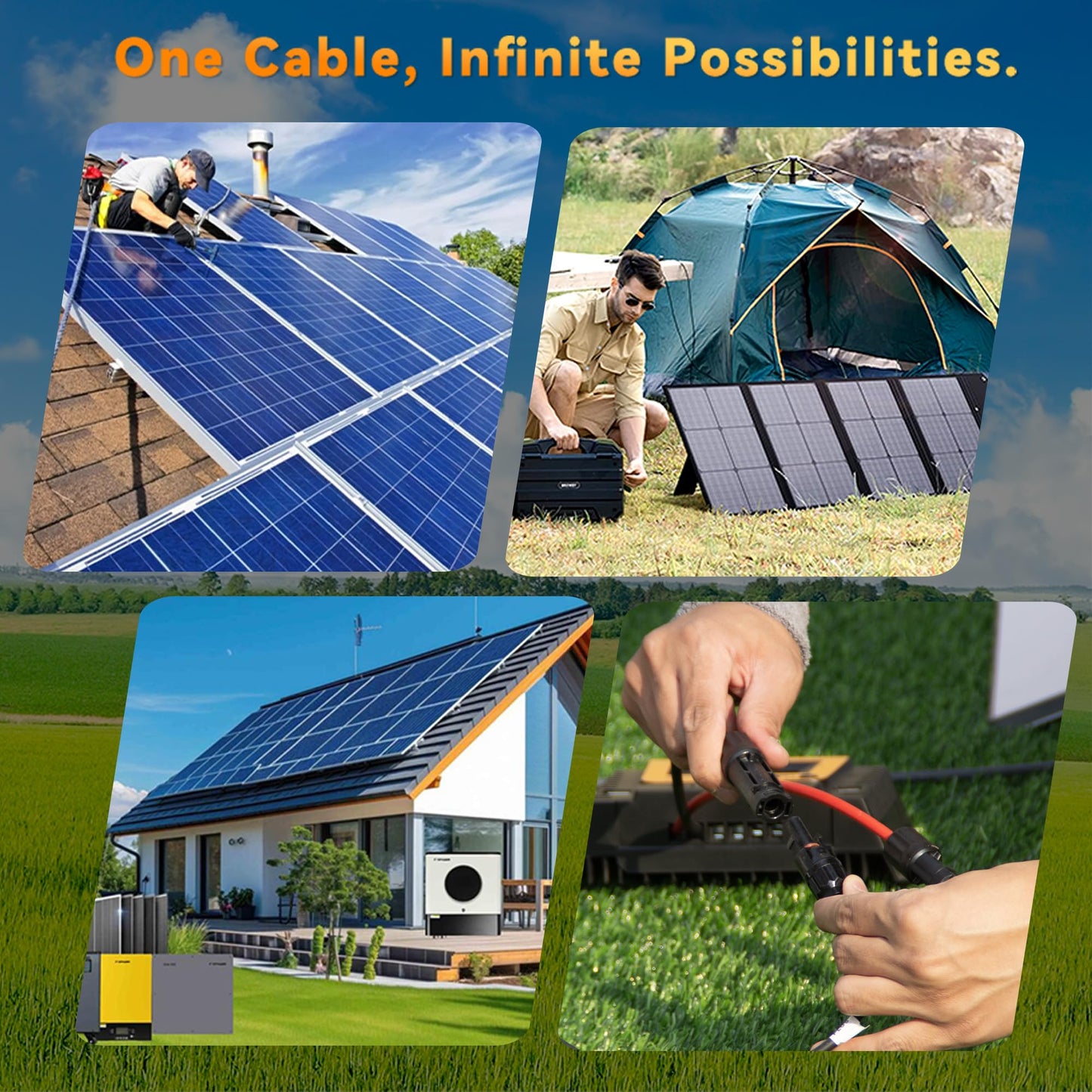 SJZSUNRUN 10 Gauge Wire Solar Extension Cable (30FT Black & Red) With 2 Pairs Connectors for PV Panels, Outdoor Automotive, Marine