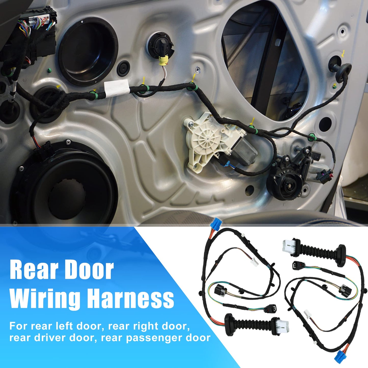 X AUTOHAUX 2pcs Rear Door Harness with Connectors for Dodge for RAM 1500 2500 3500 4500 5500 56051931AA 56051931AB 56051694AA 645-506 Automotive Rear Door Wiring Harness Left Right Side