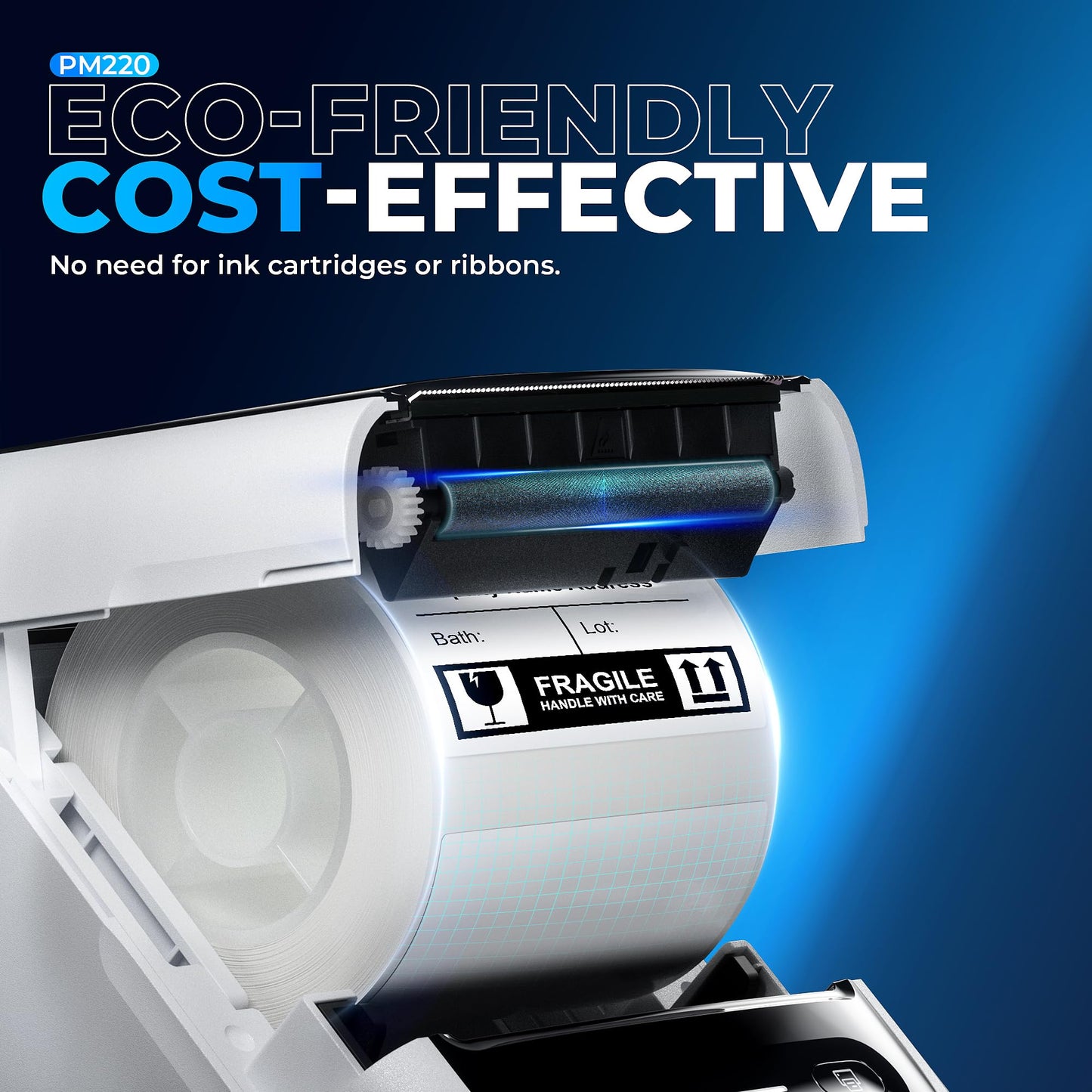 Label Maker Machine with Tape, PM220 Bluethooth Label Printer, 2 Inch Portable Thermal Printer for Small Business, Address, Logo, Clothing, Mailing, Sticker Printer for Phones & PC, White