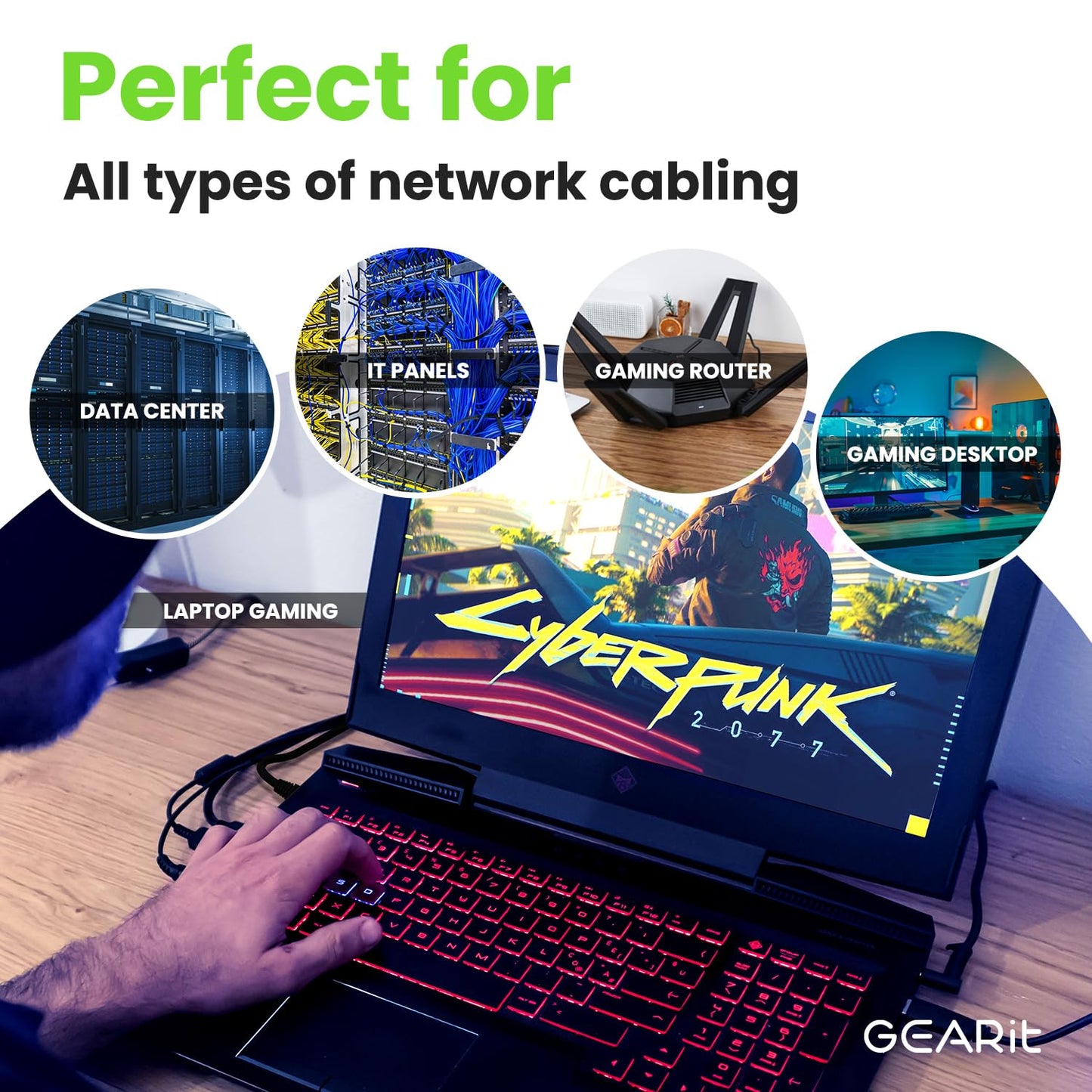 GearIT 10 Pack, Cat 6 Ethernet Cable Cat6 Snagless Patch 15 Feet - Computer LAN Network Cord, Black - Compatible with 10 Port Switch POE 10port Gigabit