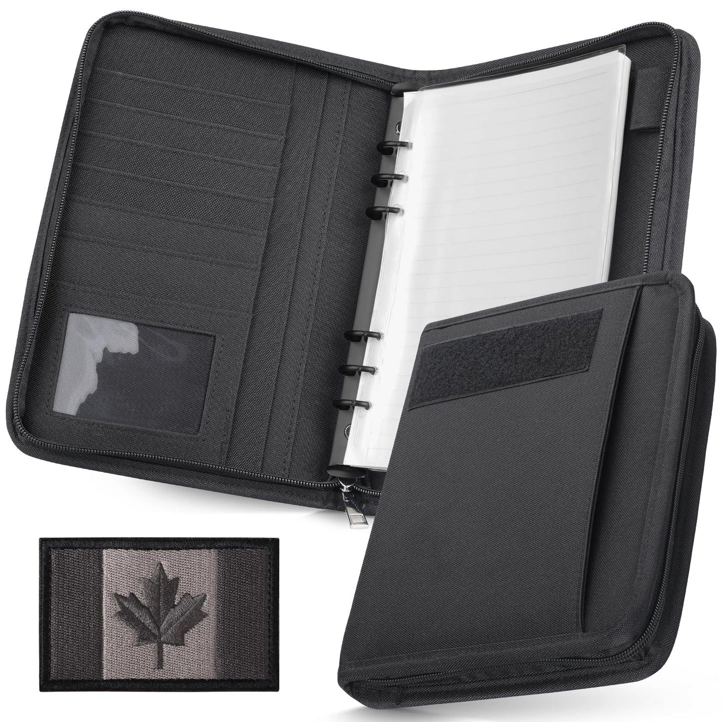 WYNEX Tactical Notebook Padfolio Ring Binders with 80 Sheets,Army Military Notebook Tactical Portfolio Binder with Zipper for Tactical Gear and Organizer, Refillable A5 6 Ring Binder