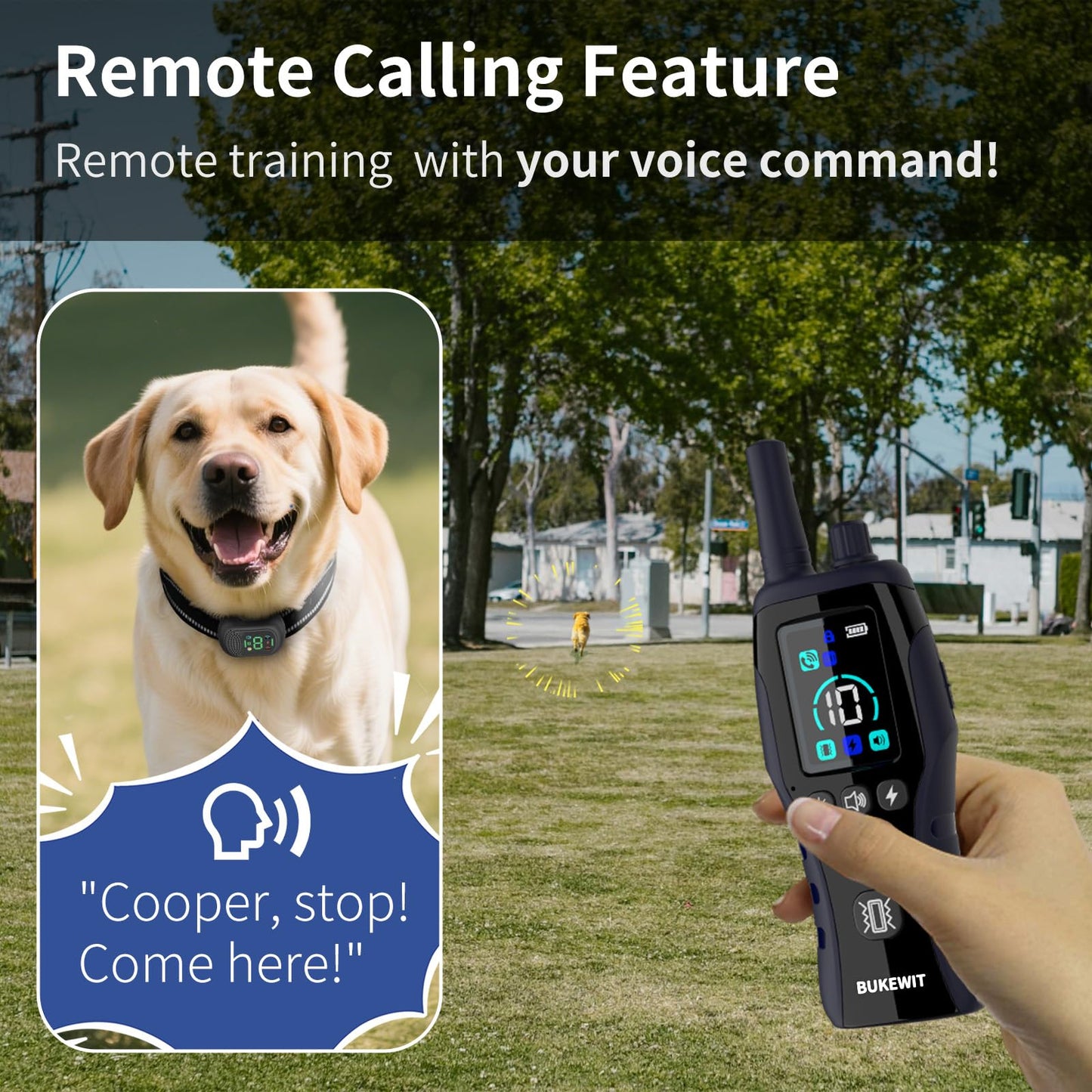 BUKEWIT Dog Training Collar with Remote - 4900FT Dog Shock Collar with Remote Calling IP67 Waterproof with 4 Training Modes, Rechargeable Dog E-Collar for All Breeds