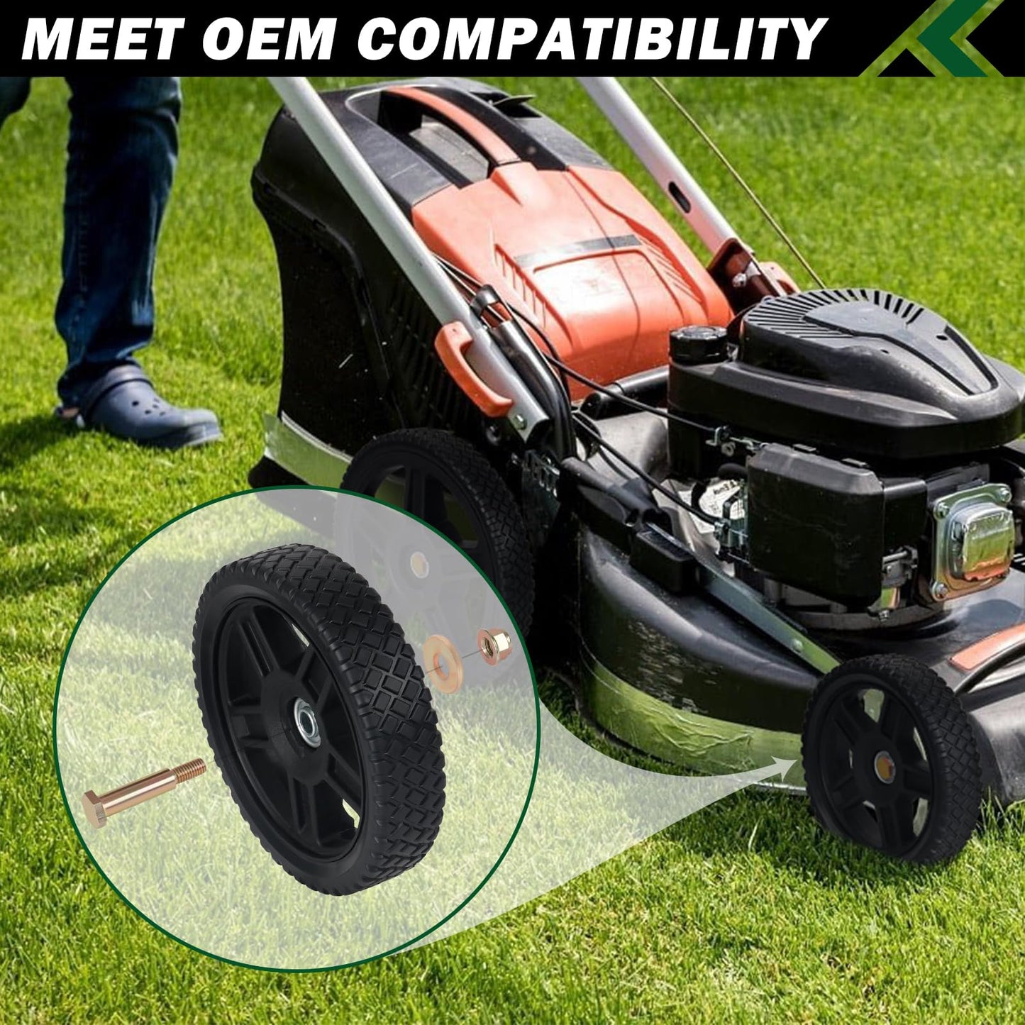 CheeMuii 4 Pcs 8 Inch Lawn Mower Wheels 4 Pack 8" Push Lawn Mower Wheels with Bolts and Lock Nuts Kit Fit for Most Standard push Lawn Mowers/Generator/Garden Tiller/Handtruck