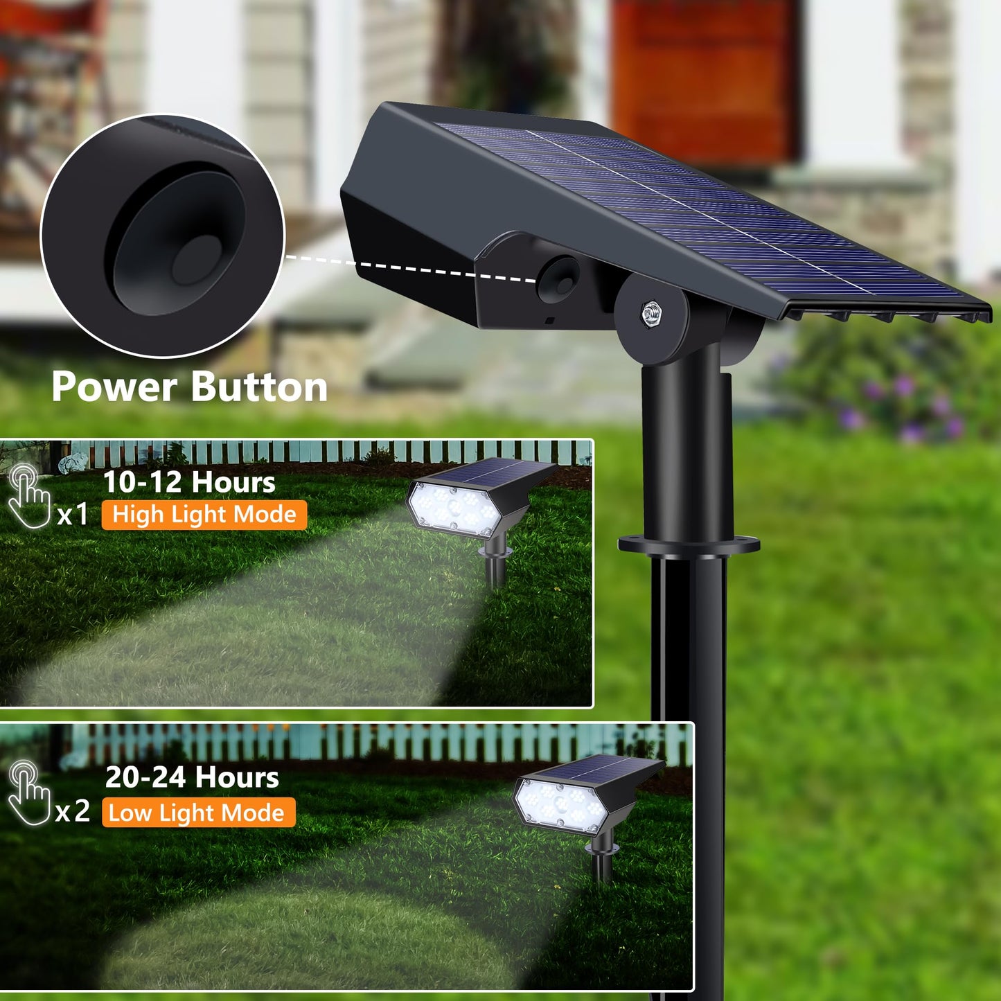 Solar Spot Lights Outdoor Waterproof IP65, 49 LED Solar Lights for Outside, 2 Brightness Modes Solar Powered Garden Yard Landscape Spotlights for Walkway, Driveway Decorations (4 Pack-White)