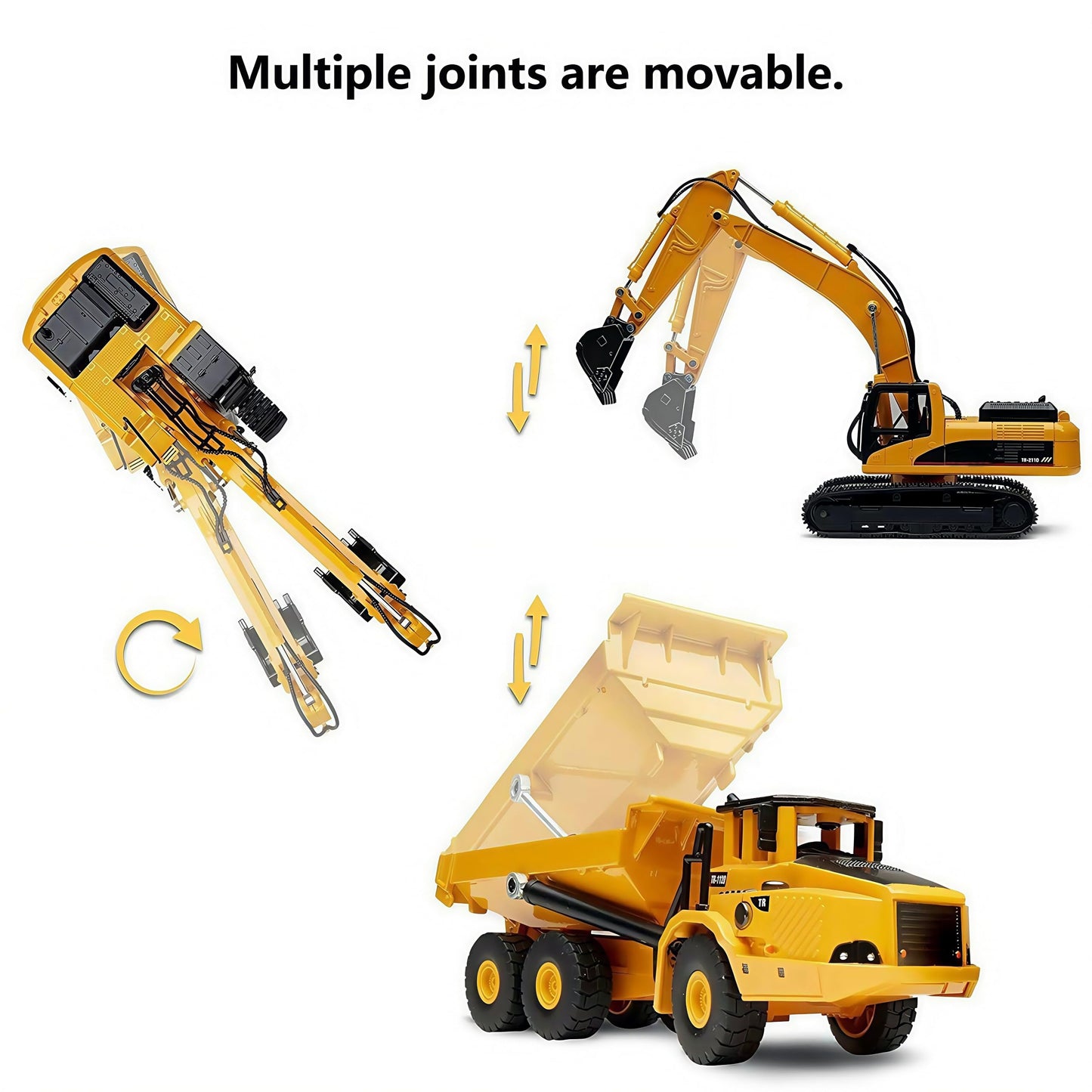 Gemini&Genius Heavy Metal Die-cast Articulated Dump Truck Excavator Engineering Vehicle Construction Alloy Models Toys for Kids and Decoration House Set (Dump Truck& Excavator Suit)