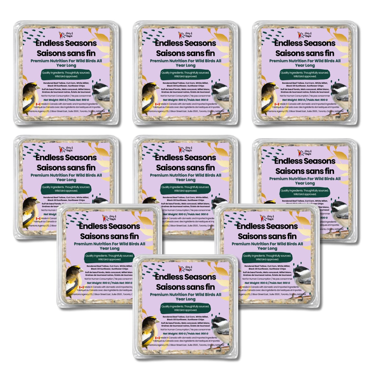 Chirp & Maple, Endless Seasons, Suet for Wild Birds, Wild Bird Food (9-Pack) 2.7KG