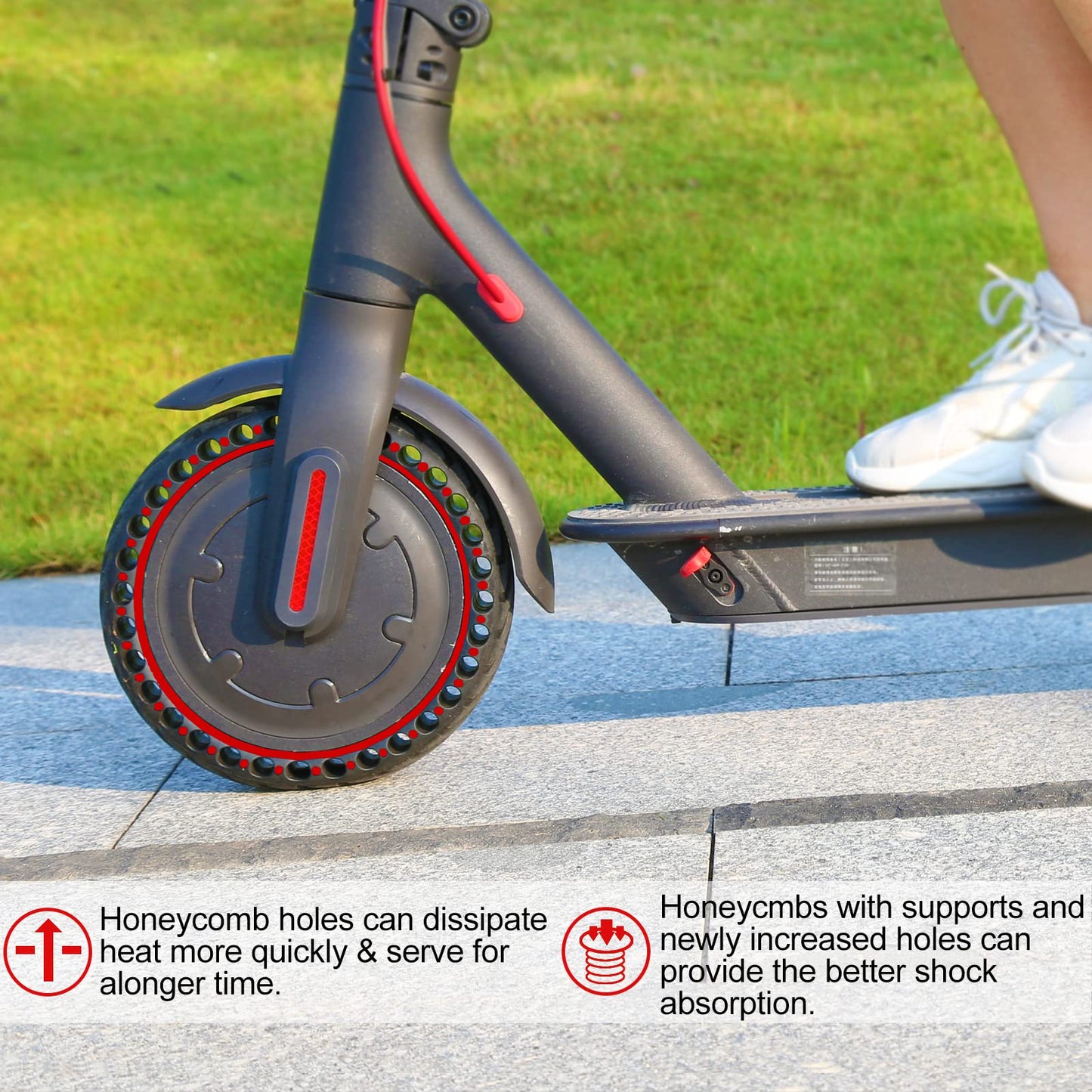 BANGTING 2PCS 8.5x2 inches Solid Tires for Electric Scooter, 8 1/2 x2 Tire for Gotrax GXL V2 / XR/APEX, 50/75-6.1 Tire Replacement for Xiaomi Pro 2 / M365 / 1S (Red (no tools))