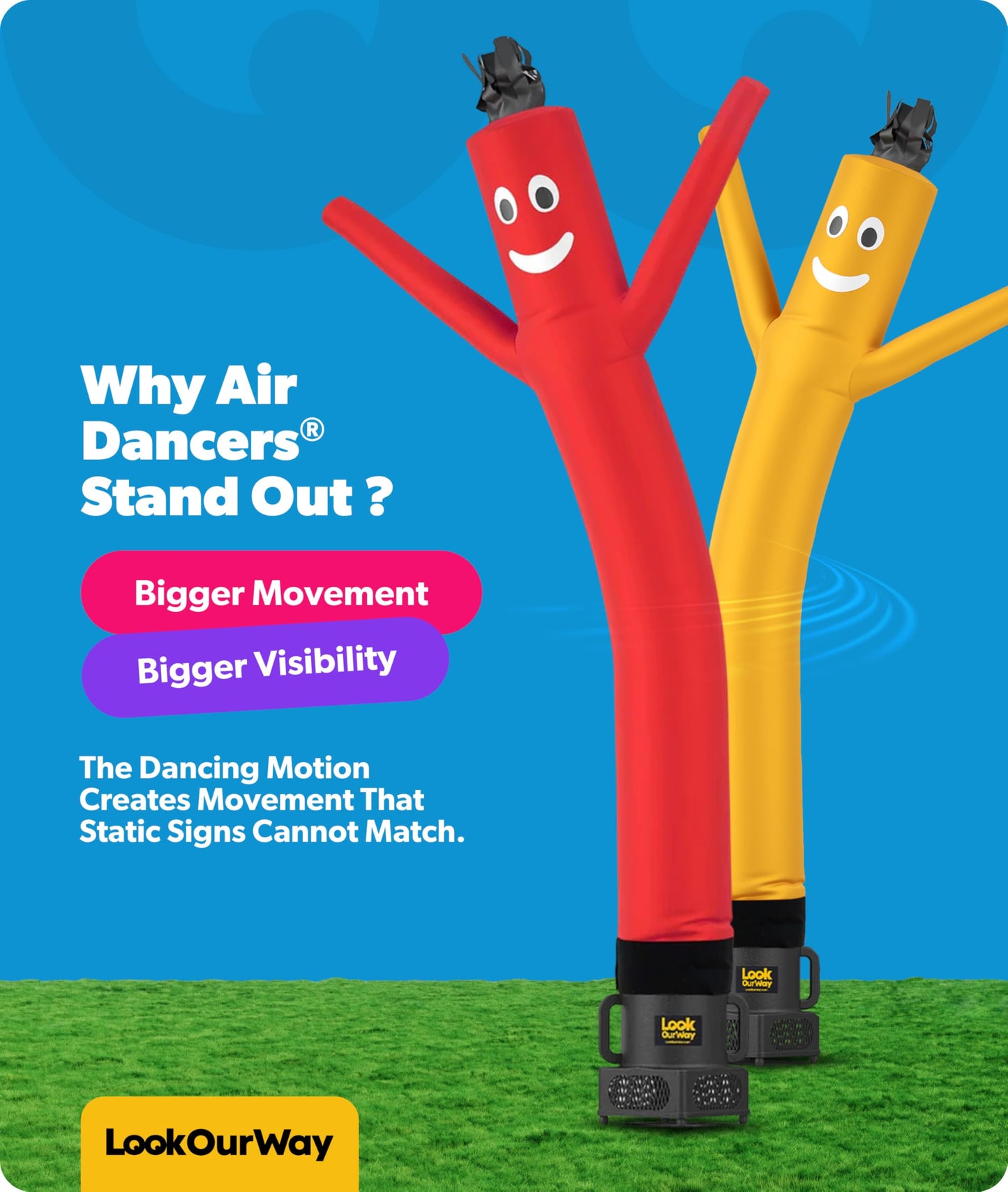 LookOurWay Air Dancers Wacky Waving Inflatable Tube Man Attachment - 7 Feet Tall Advertising Air Dancer Waving Man Inflatable Tube Guy - Blower Not Included - Red