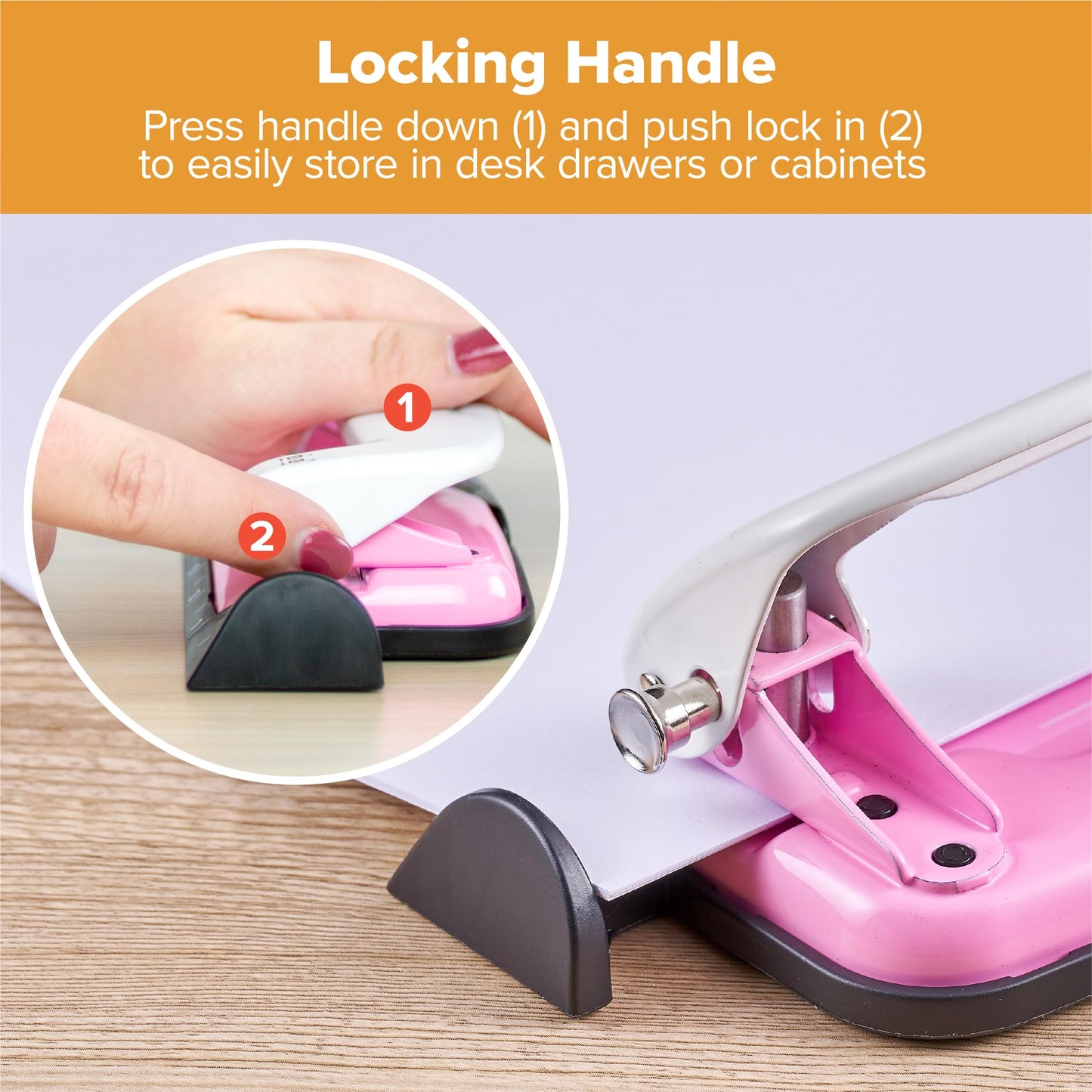 Bostitch inCOURAGE 12 Reduced Effort 3-Hole Punch, 12 Sheets, Pink (2188)