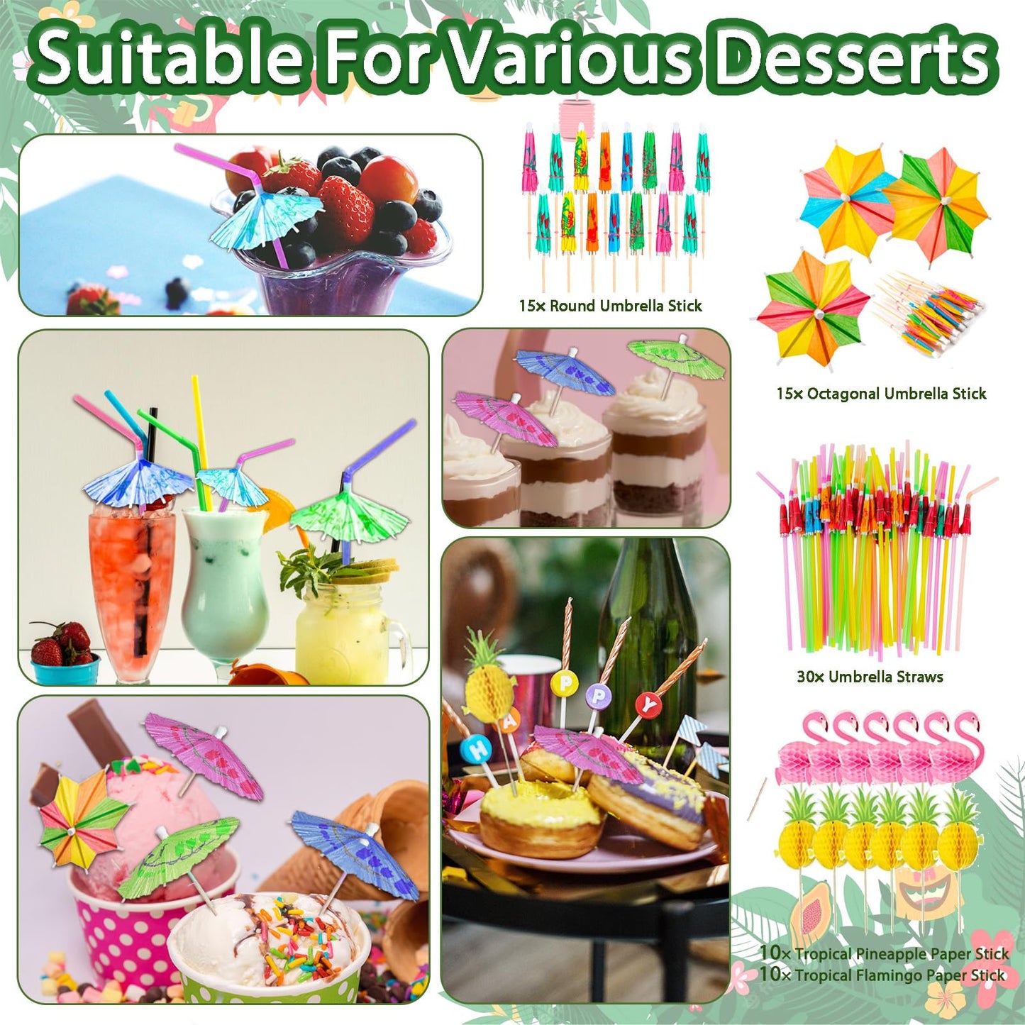 239 Pcs Luau Party Decorations, Hawaiian Party Decorations Kit For Adults - "ALOHA"&"HAPPY BIRTHDAY" Banner, Balloons, Cake Topper, Straws, Table Skirt, Dinnerware Set For 25 Guests