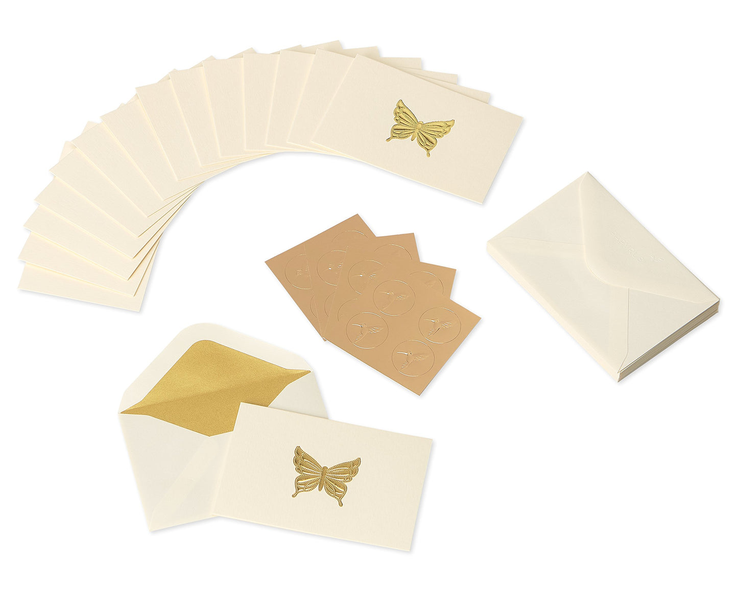 Papyrus Blank Cards with Envelopes, Gold Butterfly (16-Count)
