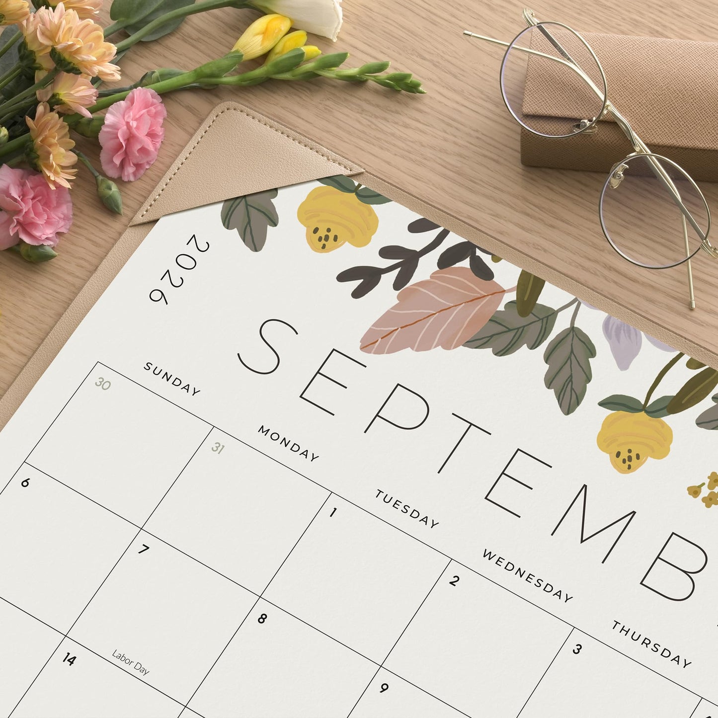 Desk Calendar 2026 with Desktop Mat, Cabbrix Large Desk Pad Calendar 22 x 17 Inch 18 Months Runs From July 2026 to December 2027, Floral Design Calendar 2026 for Home School and Office (Apricot)