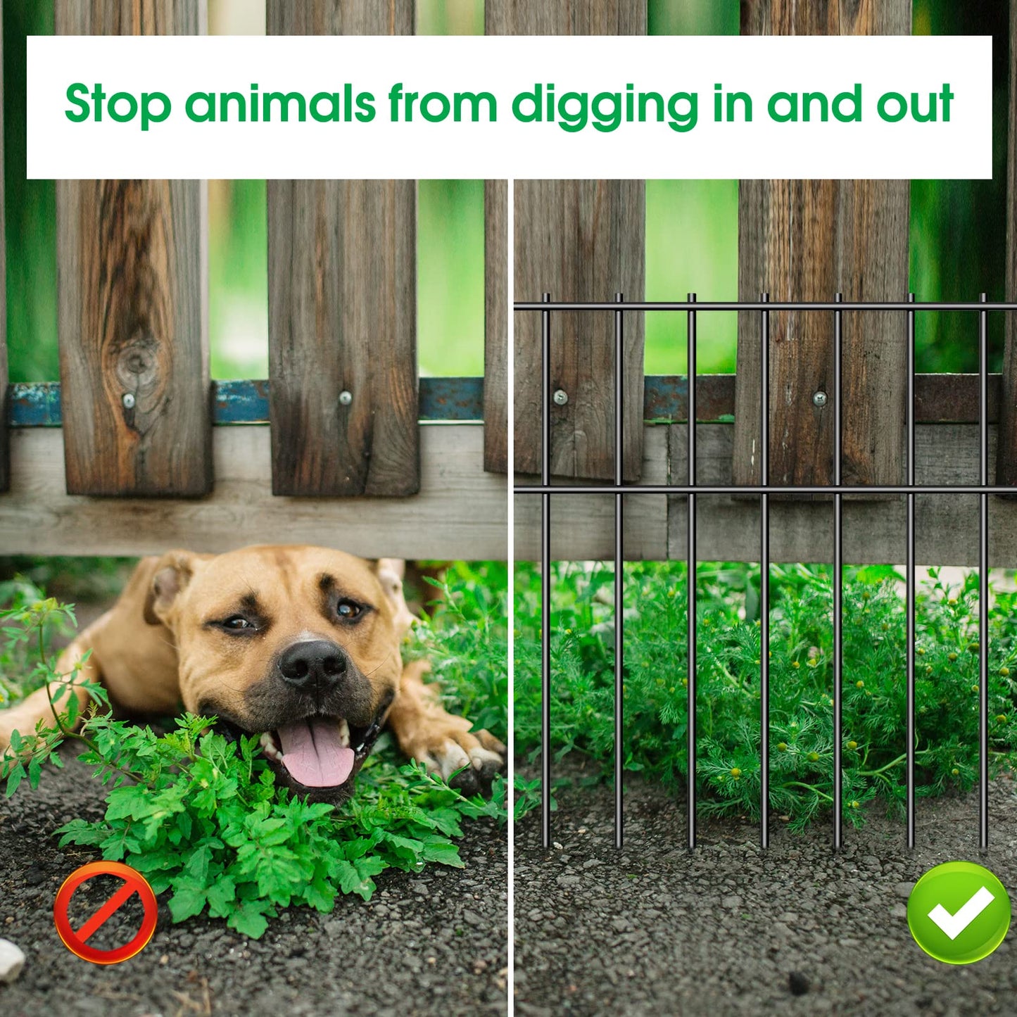 10 Pack Animal Barrier Fence, Total 16.7 Inch(H) X 10.8 Ft(L) Decorative Garden Fence, Rustproof Metal Barrier Bottom Fence, Dog Rabbits Ground Stakes Border Fence for Garden, Yard.