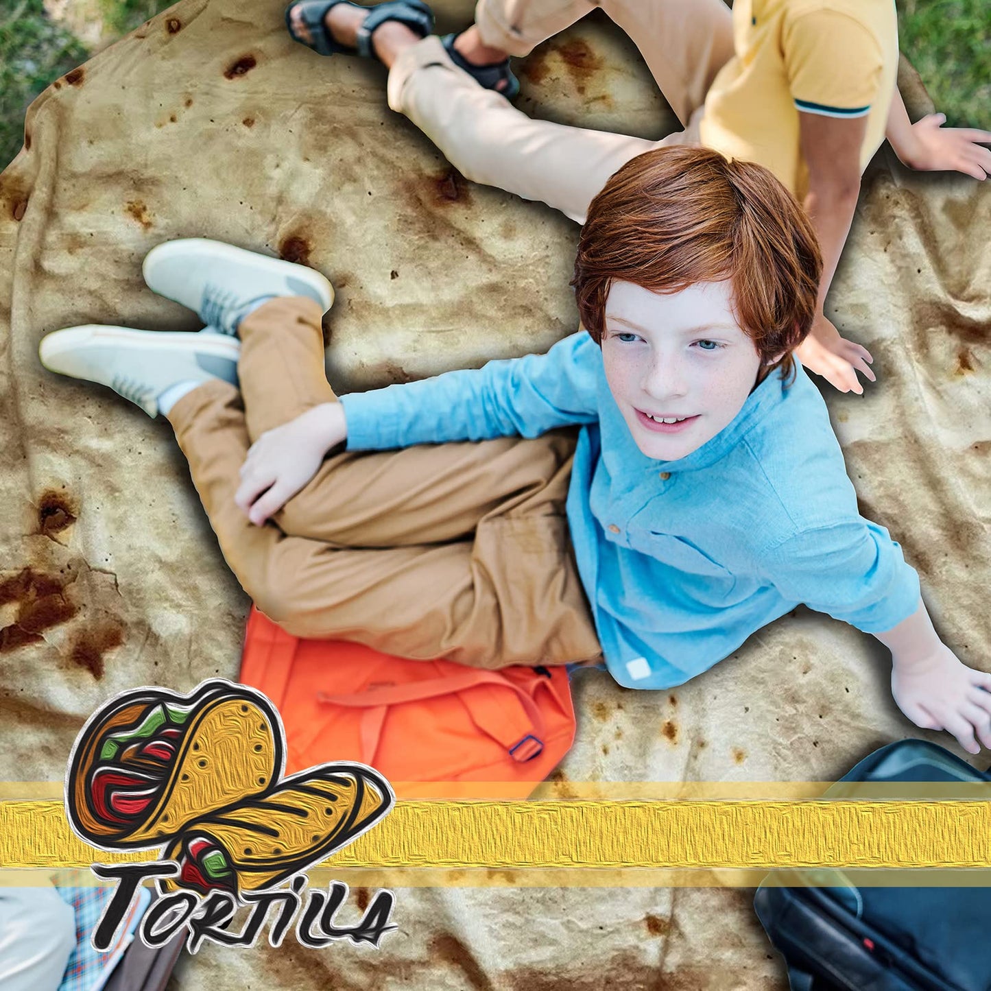 Bcareself Tortilla Blanket Adult Size Giant Double Sided for Kids Funny Realistic Food Personalized Throw Blanket Novelty Gift for Everyone 300 GSM Soft Flannel 71 inches Yellow