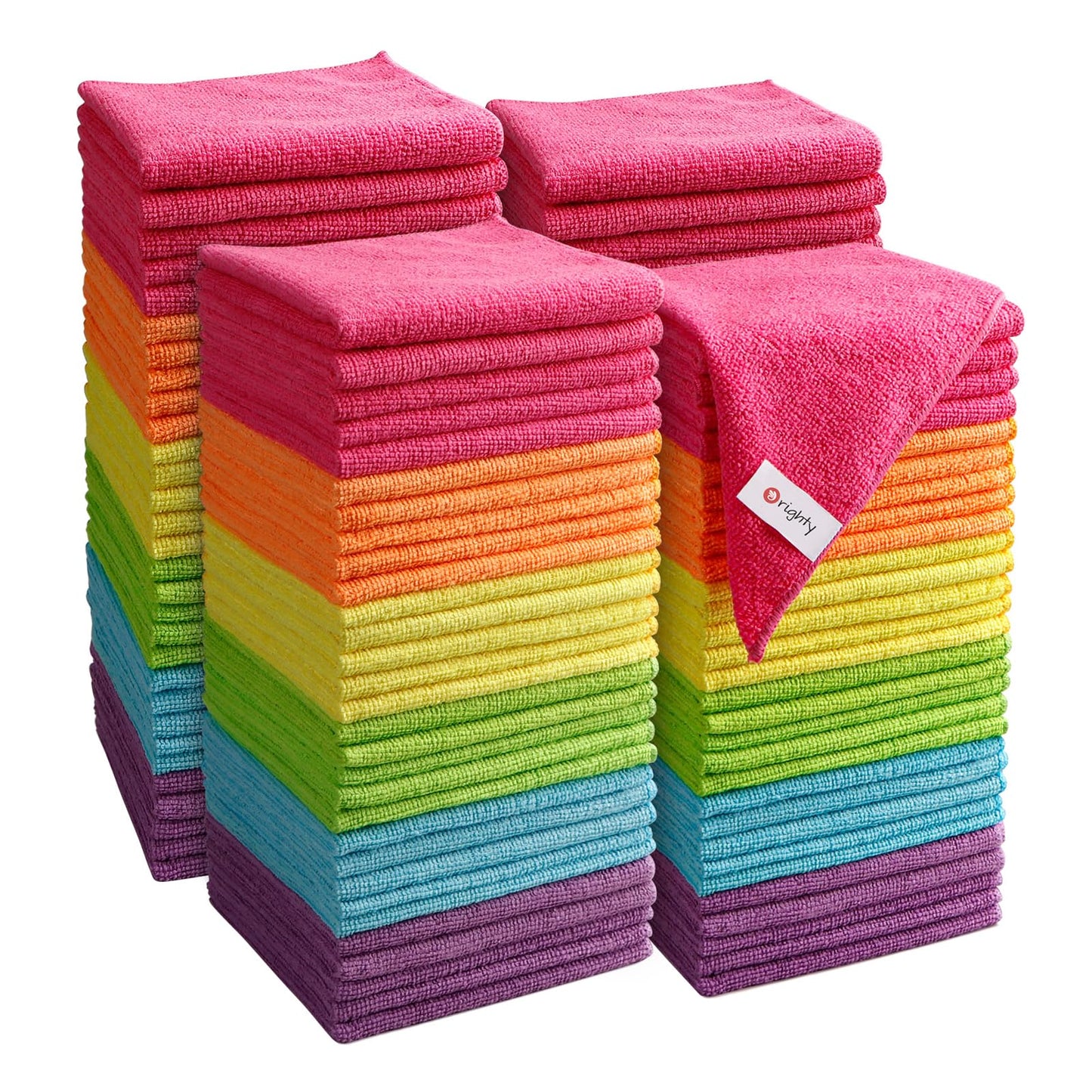 Orighty Microfiber Cleaning Cloths, Pack of 120, Highly Absorbent Cleaning Supplies, Lint Free Cloths for Multiple-use, Powerful Dust Removal Cleaning Rags for House, Kitchen, Car Care(12x12 inch)