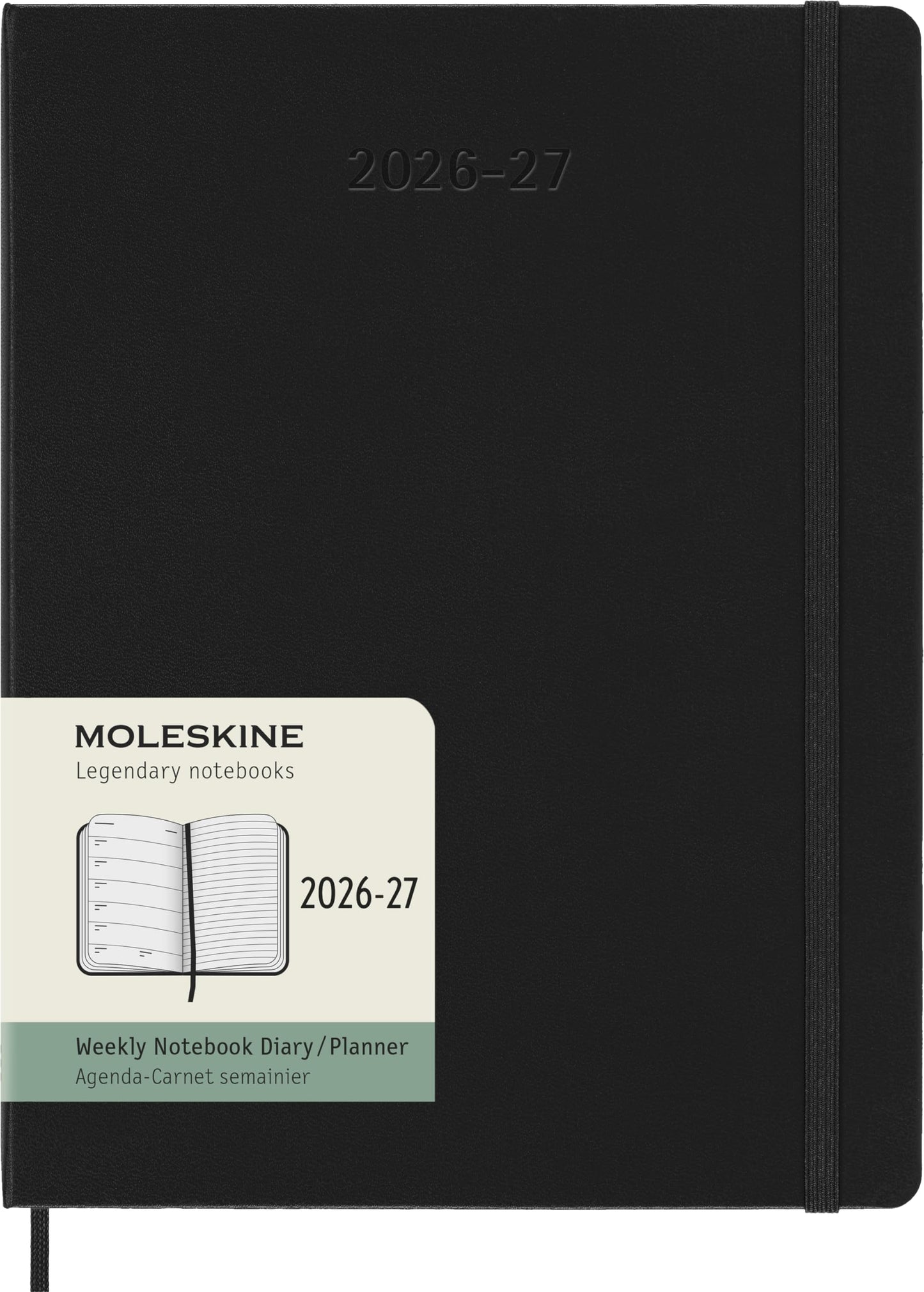 Moleskine Classic 18 Month 2026-2027 Weekly Planner, Hard Cover, XL (7.5" x 10"), Black, 208 pages