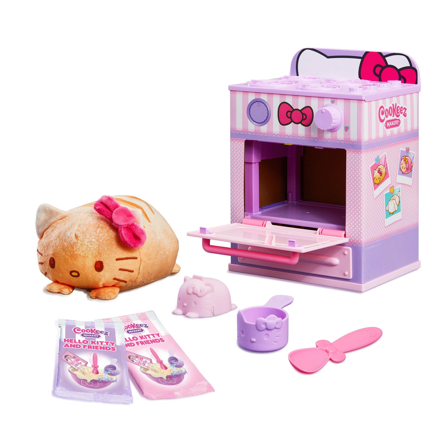 Cookeez Makery Hello Kitty® and Friends Oven. Mix & Make a Plush Best Friend! Place Your Dough in The Oven and Be Amazed When A Warm, Scented, Interactive, Plush Friend Comes Out!