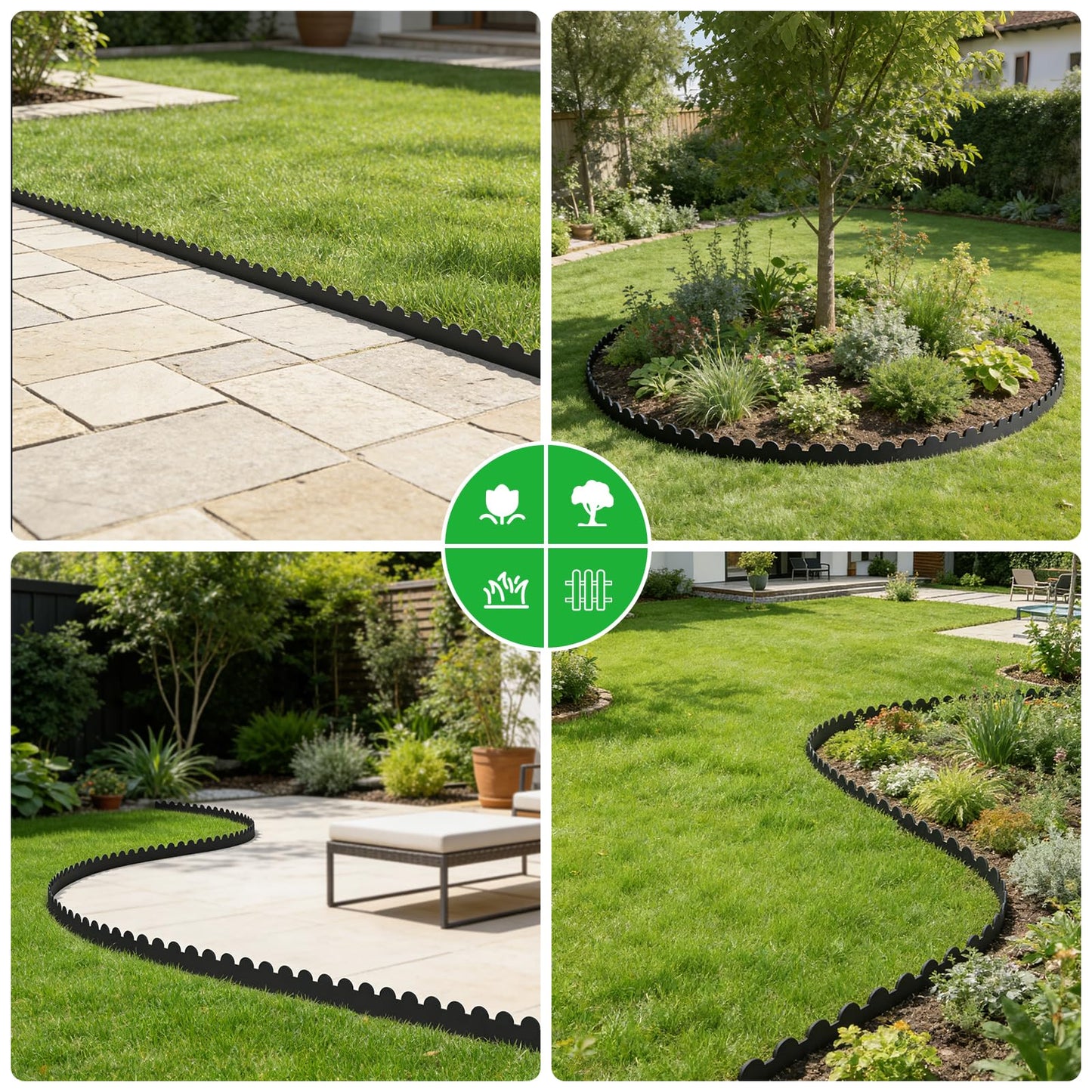 NEYCIL Landscape Edging 33ft, 4in Tall Garden Edging with 40pcs Spikes, Heavy Duty Lawn Edging Kit, Flexible Plastic Landscape Border for Grass, Yard, Flowerbeds, Gravel, Easy Flex No Dig, Black