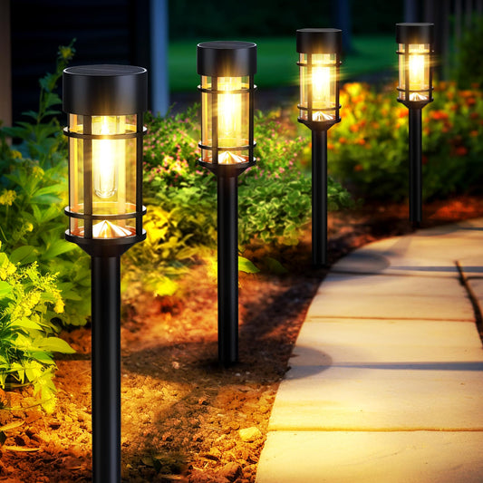 8 Pack Solar Lights Outdoor Waterproof, LED Solar Pathway Lights Decorative Solar Garden Lights Landscape Lighting for Yard, Walkway, Driveway, 3000K