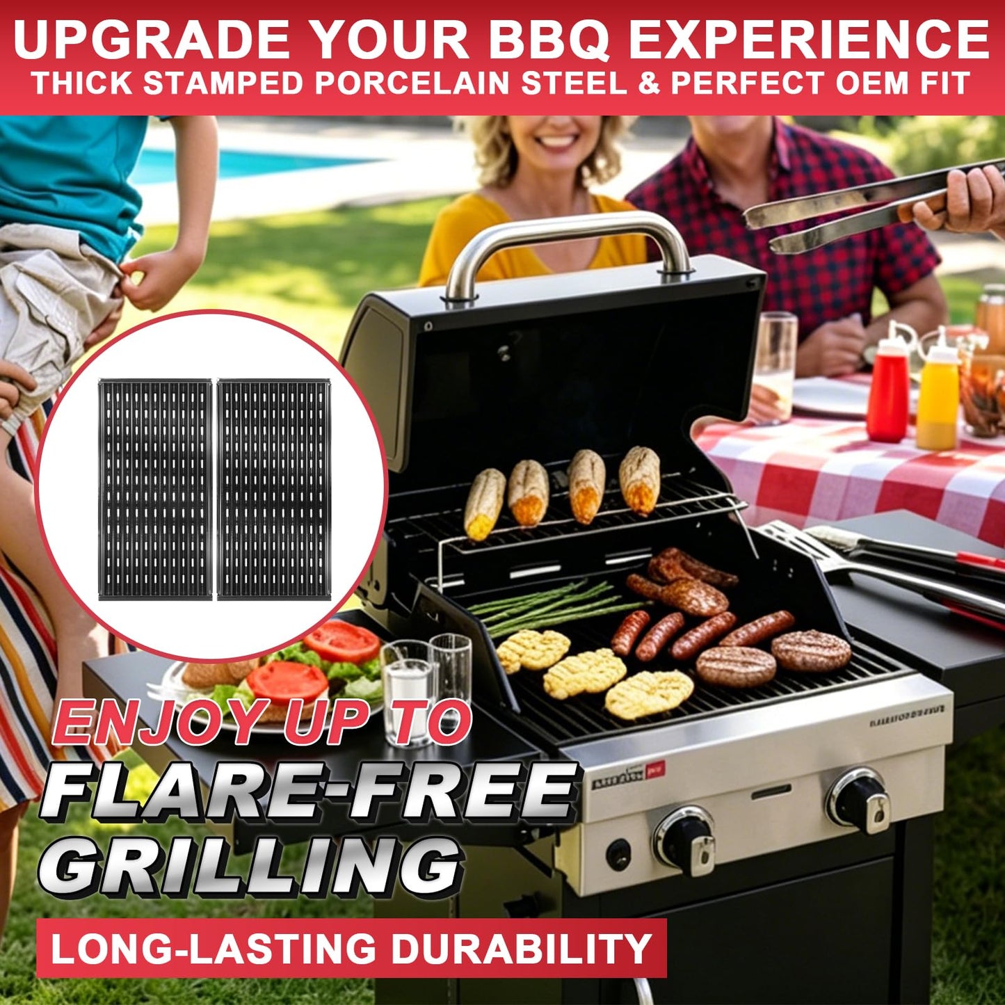 17 inch Infrared Grill Grates for CharBroil Performance Tru Infrared 2 Burner 300 Gas Grill Replacement Parts, Char-broil 463371116 463633316 463672019 463672416 463672219 G460-0500-W1 Grill Parts