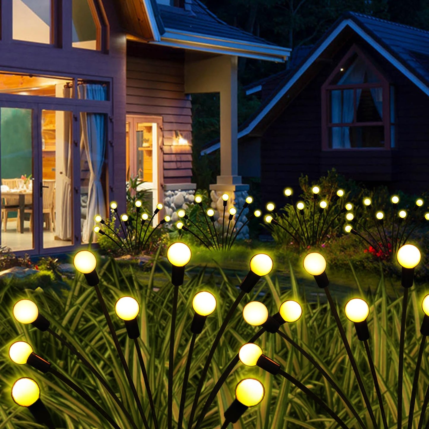 Solar Lights Outdoor Waterproof, 8 Pack Solar Wind Swaying Lights 64 LED Firefly Lights, Solar Garden Lights Decor for Yard Lawn Patio Pathway Party Wedding Halloween Christmas Decoration(Warm White)