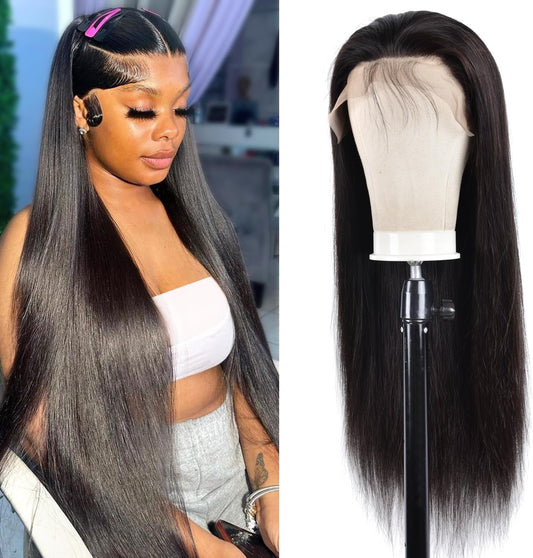13x6 HD Full Lace Frontal Wig Human Hair 200 Density Straight Lace Front Wigs Human Hair Pre Plucked with Baby Hair 12A 100% Virgin Human Hair Wigs for Black Women Full and Thick Natural Black 22 Inch