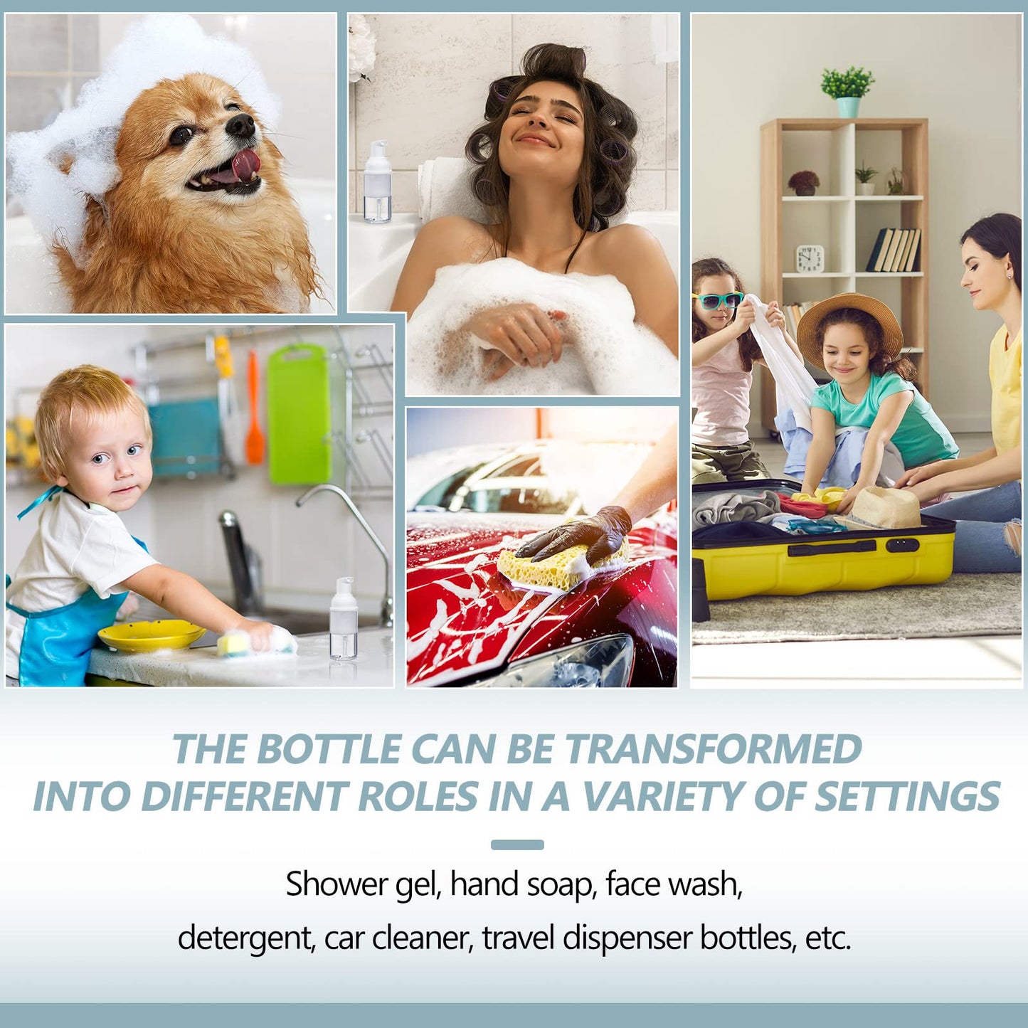 100 Pcs Foam Pump Bottle 1oz/30ml Mini Travel Plastic Empty Pump Lash Shampoo Clear Dispenser Portable Instant Soap Foaming Bottles for Hand Lotion Shampoo