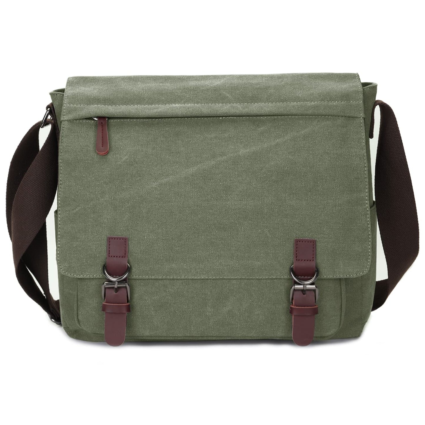 Vintage Messenger Bag 15.6 Inch Laptop for Men Women,Travel Crossbody Shoulder Purse Canvas Briefcase Work Office College (Green)