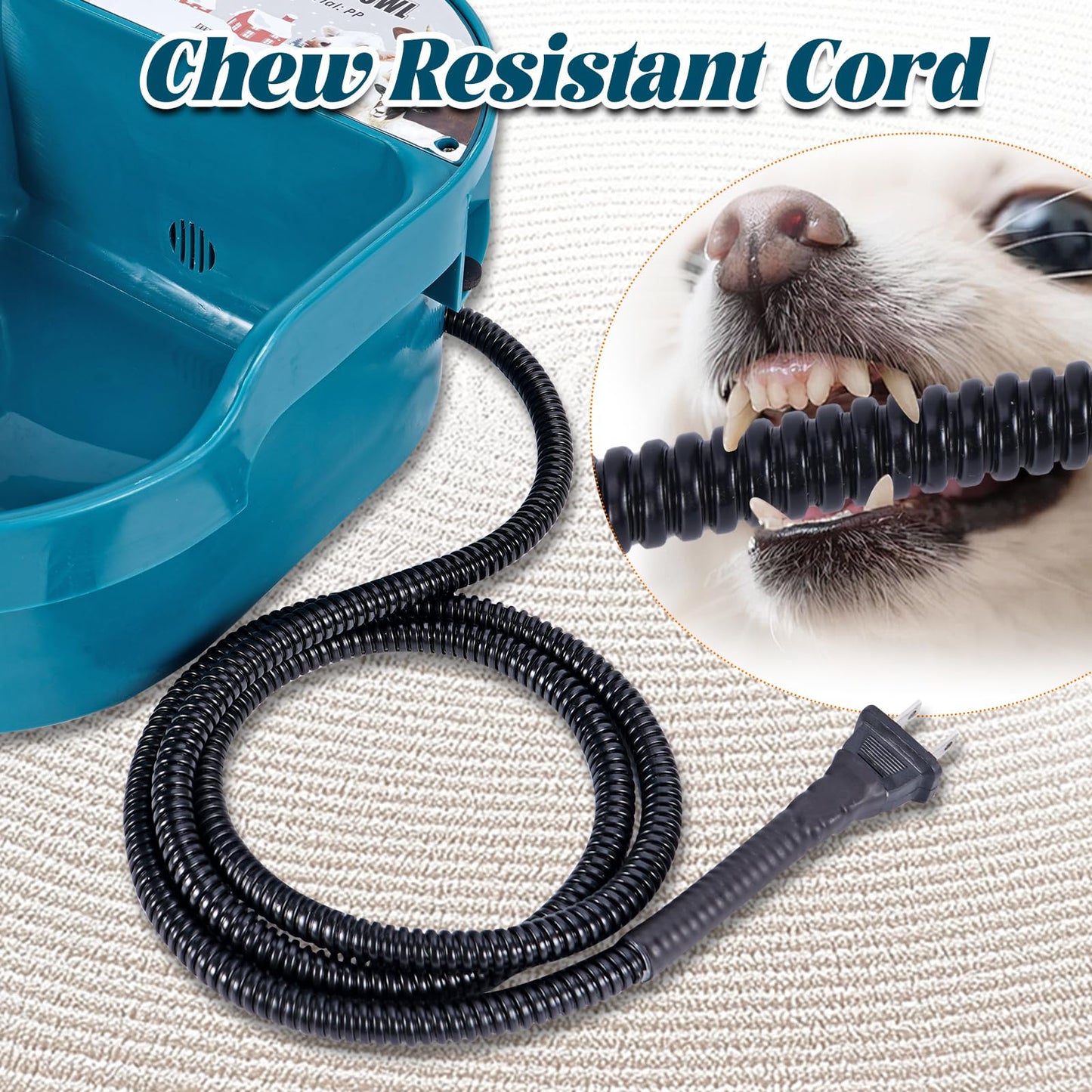 MUDUOBAN Heater Water Bowl with Anti Chew Cord Outdoor Heated Waterer with Float Valve Auto Refill for Pet,Dog,Cat,Chicken,Rabbit