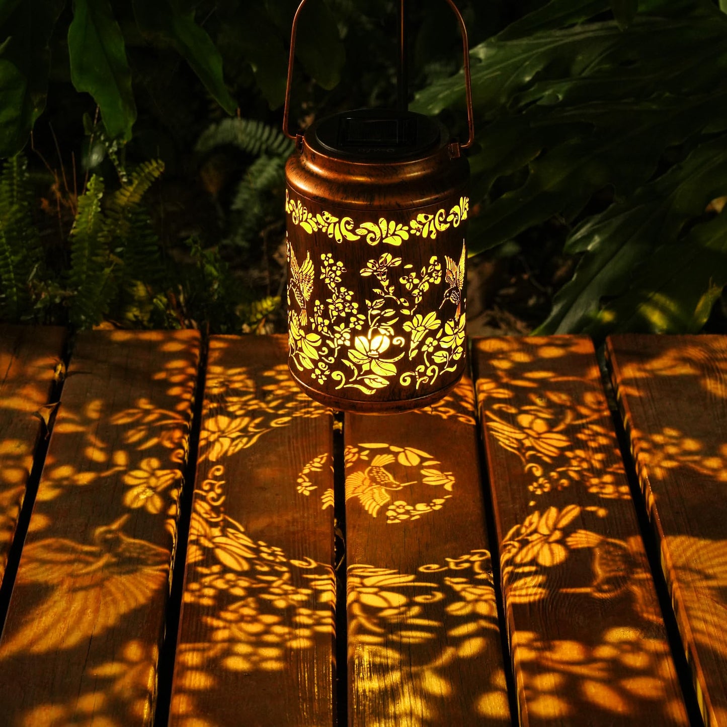 Hummingbird Solar Lanterns Outdoor - OxyLED Metal Waterproof Solar Garden Lanterns, Hanging Lanterns Solar Powered with Handle for Table Pathway Walkway, Chirstmas Gifts for Mom Grandma Women