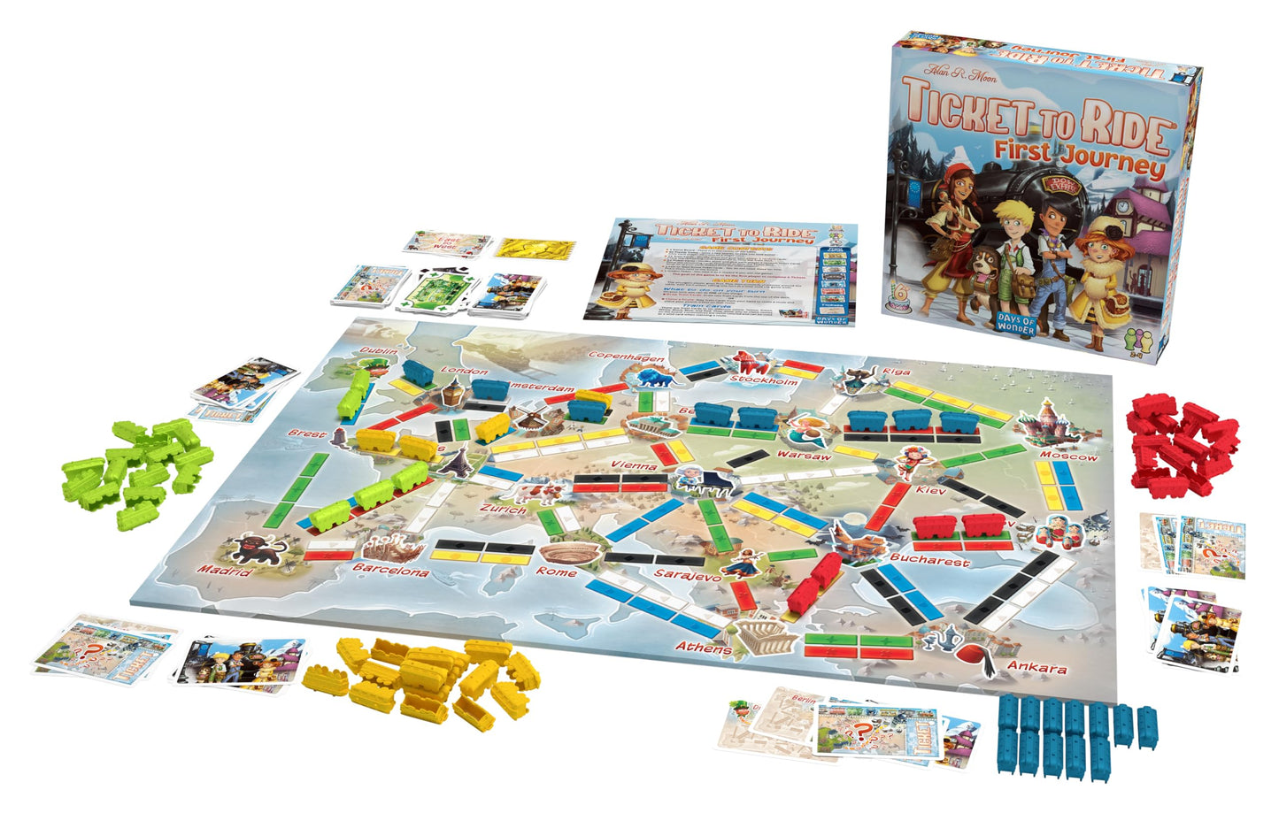 Ticket to Ride - First Journey - Europe (English) - Board Games - Strategy/Family - Introductory Train Adventure Games-Ages 6+ - 2 to 4 Players - 15 to 30 Minute Playtime - Made by Asmodee