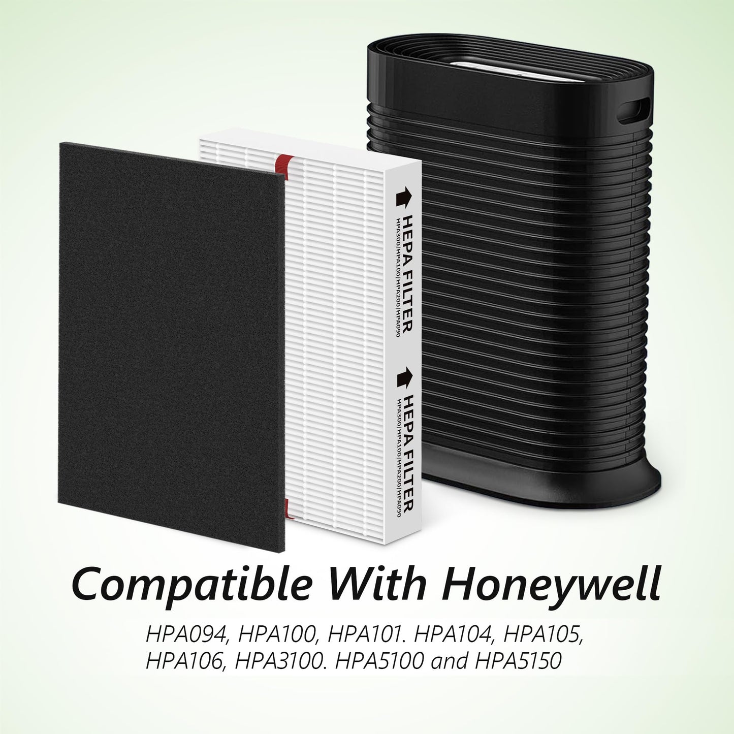 HPA100 Replacement Filters for Honeywell HPA100 Series Air Purifier, HPA094, HPA104, HPA105, HPA3100, HPA5100 Series, 2 HEPA R and 8 Carbon Pre-Filters A, Part No. HRF-ARVP100