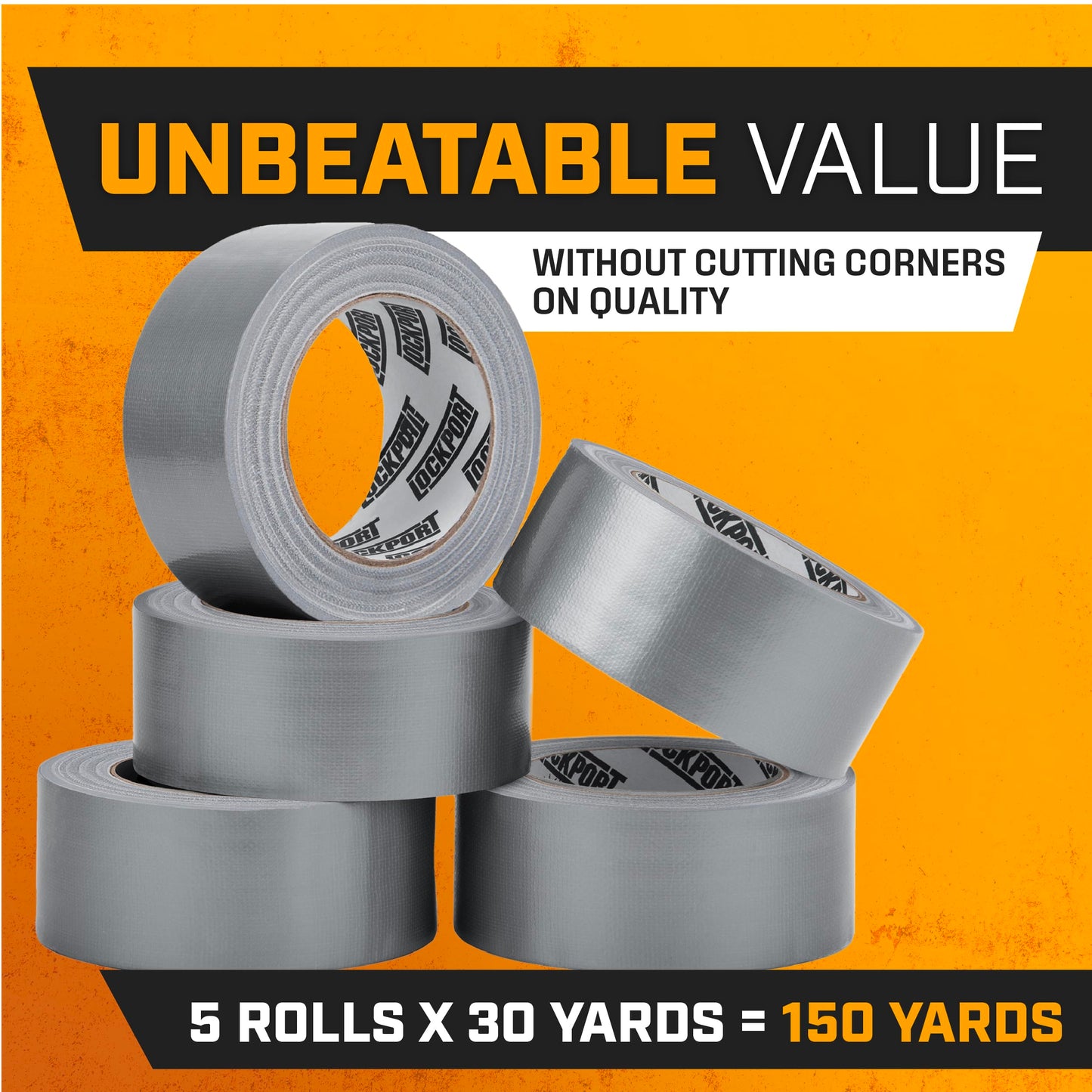 Duct Tape Heavy Duty - 5 Roll Multi Pack - Silver 90 Feet x 2 Inch - Strong, Flexible, No Residue, All-Weather and Tear by Hand - Bulk Value for Do-It-Yourself Repairs, Industrial, Professional Use