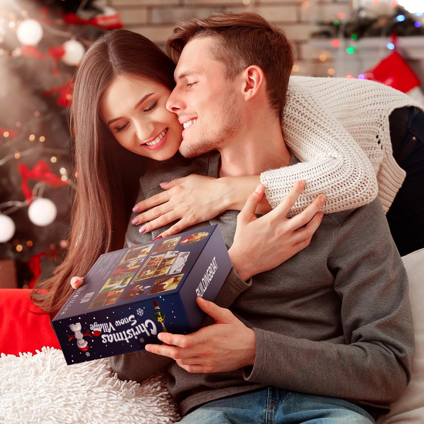 Christmas Holiday House Building Set,LED DIY Christmas Holiday Snow Village,Christmas House,Compatible with Lego,Gifts for Family and Friends(1156pcs)