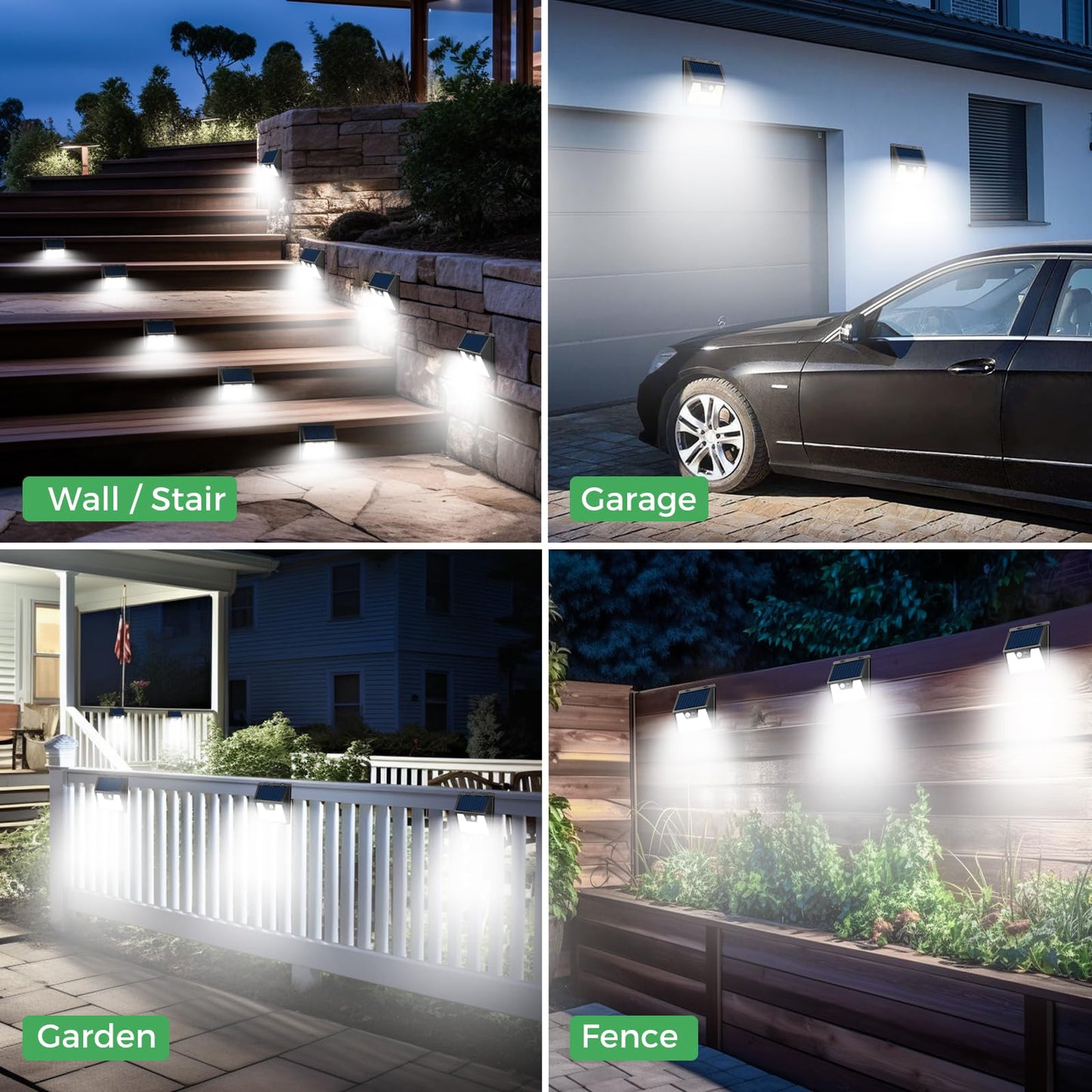 LOTMOS Solar Lights Outdoor Motion Sensor, [ 6 Pack/176LED ] Fence Lights Solar Powered 3 Modes, Waterproof Wireless Solar Wall Security Lights for Garden Patio Garage Deck Yard, Cool White