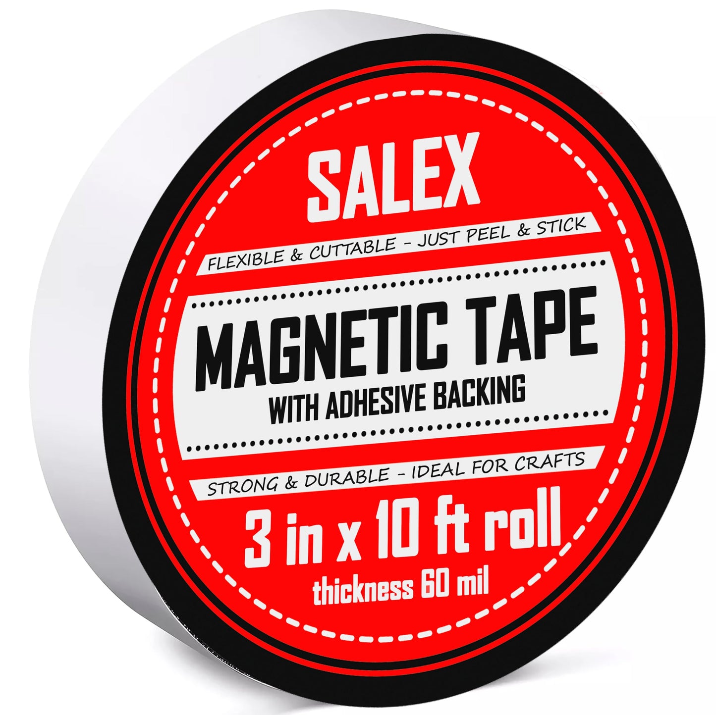 Magnetic Tape with Adhesive Backing 3 inch Wide - Thick 60 mil Magnet Tape Roll to Make Sticky Magnet Strips, Strong Squares, Dots, Flexible Sheets, Cutting Own Fridge Magnets, Crafts