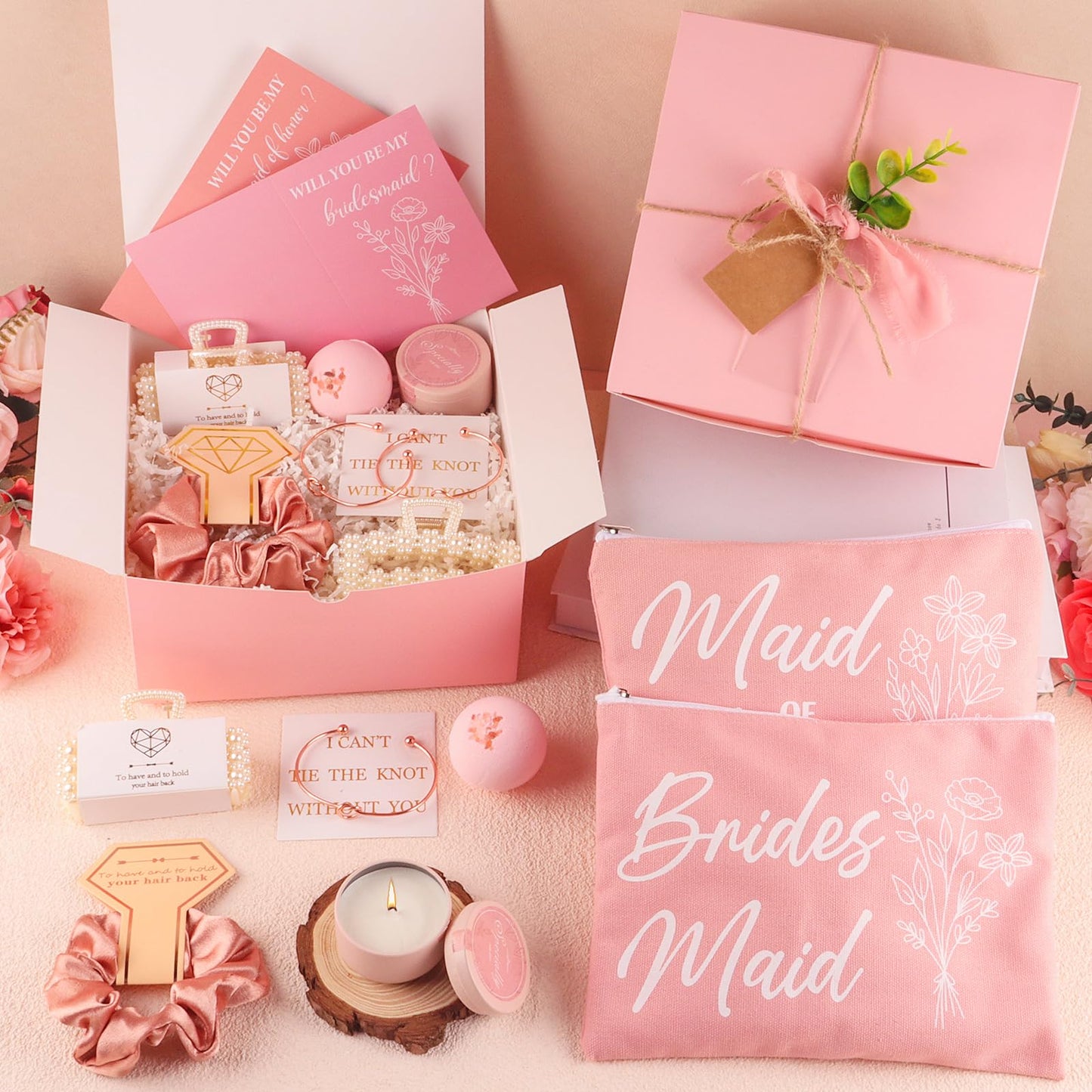 CITYCHALET 36 Pcs Bridesmaid Gifts Set of 4 Pink