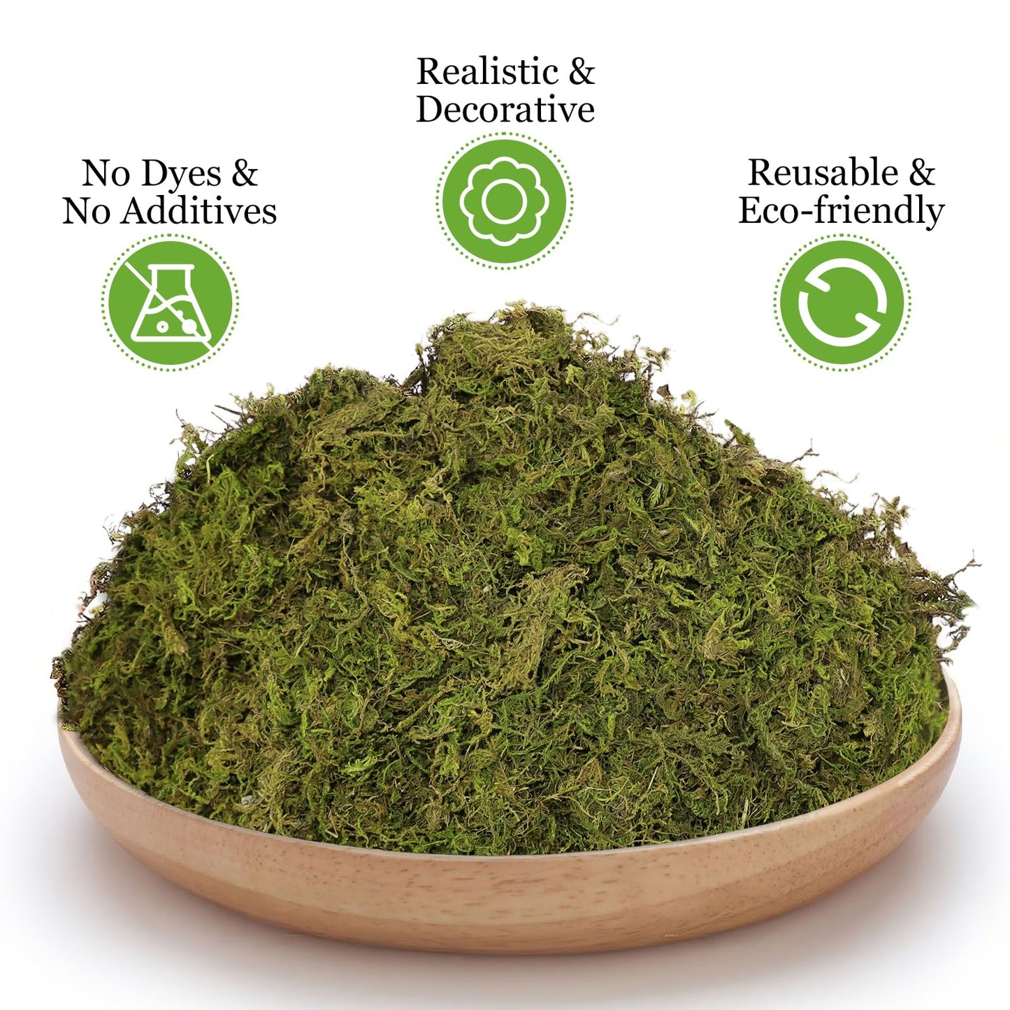 Riare 1.3LBS Artificial Fake Moss for Fake Plants Indoor- Premium Faux Craft Moss for Potted Plant, Fresh Forest Green for Hamsters Micro-Landscape Terrariums Centerpieces Decor